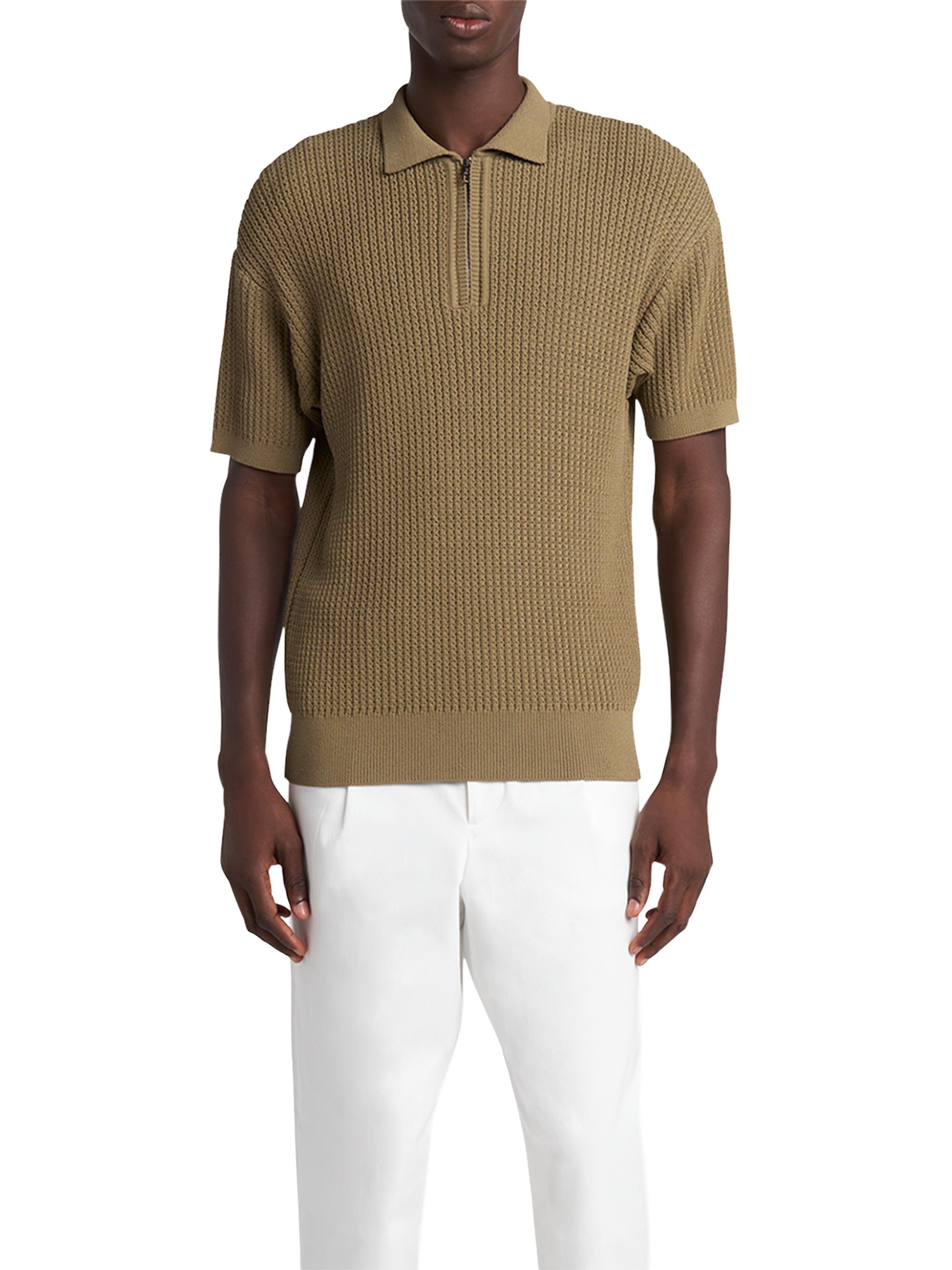 Giorgio Armani Rib-Knit Short-Sleeve Polo Shirt | Saks Fifth Avenue