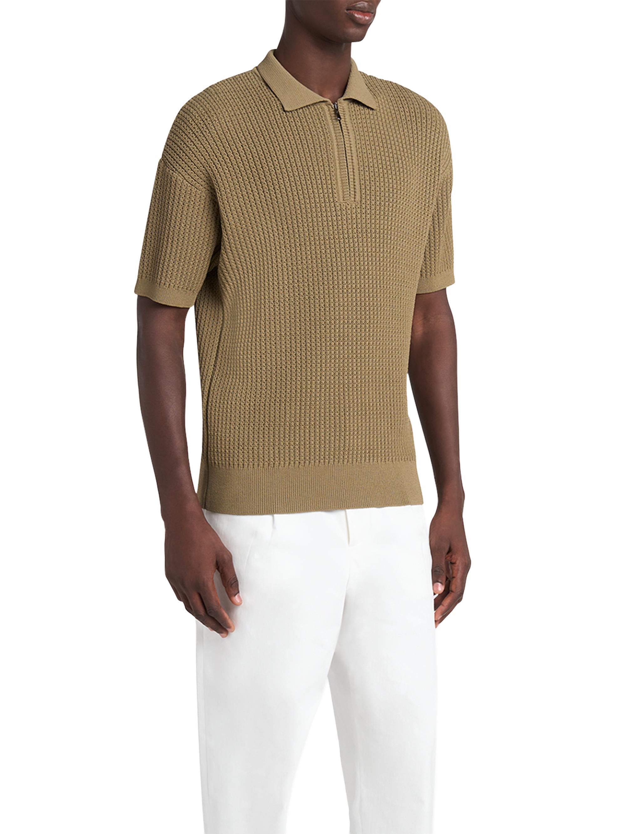 Giorgio Armani Rib-Knit Short-Sleeve Polo Shirt | Saks Fifth Avenue