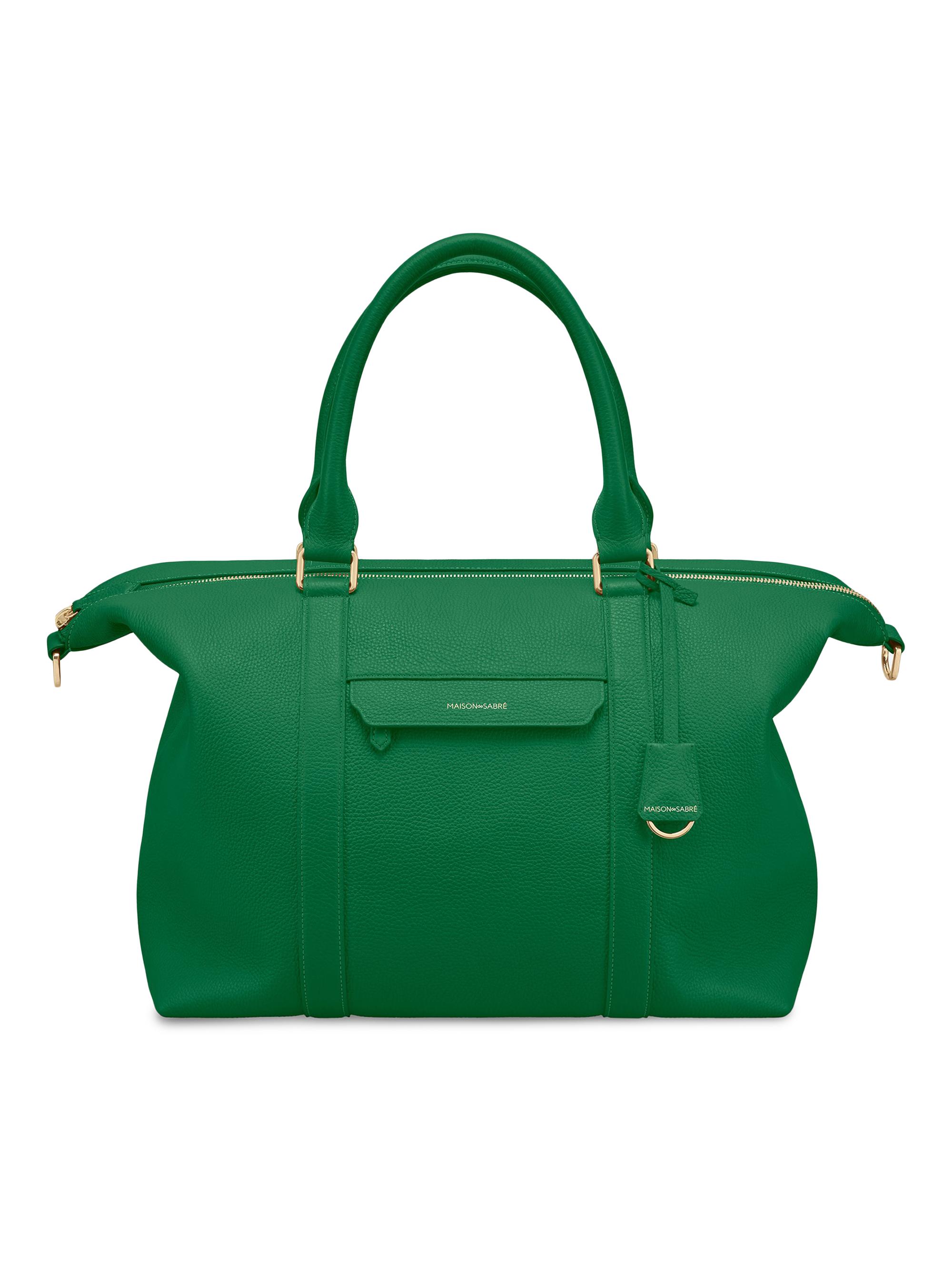 Maison de Sabre Men's Large Leather Weekender Bag - Emerald Green