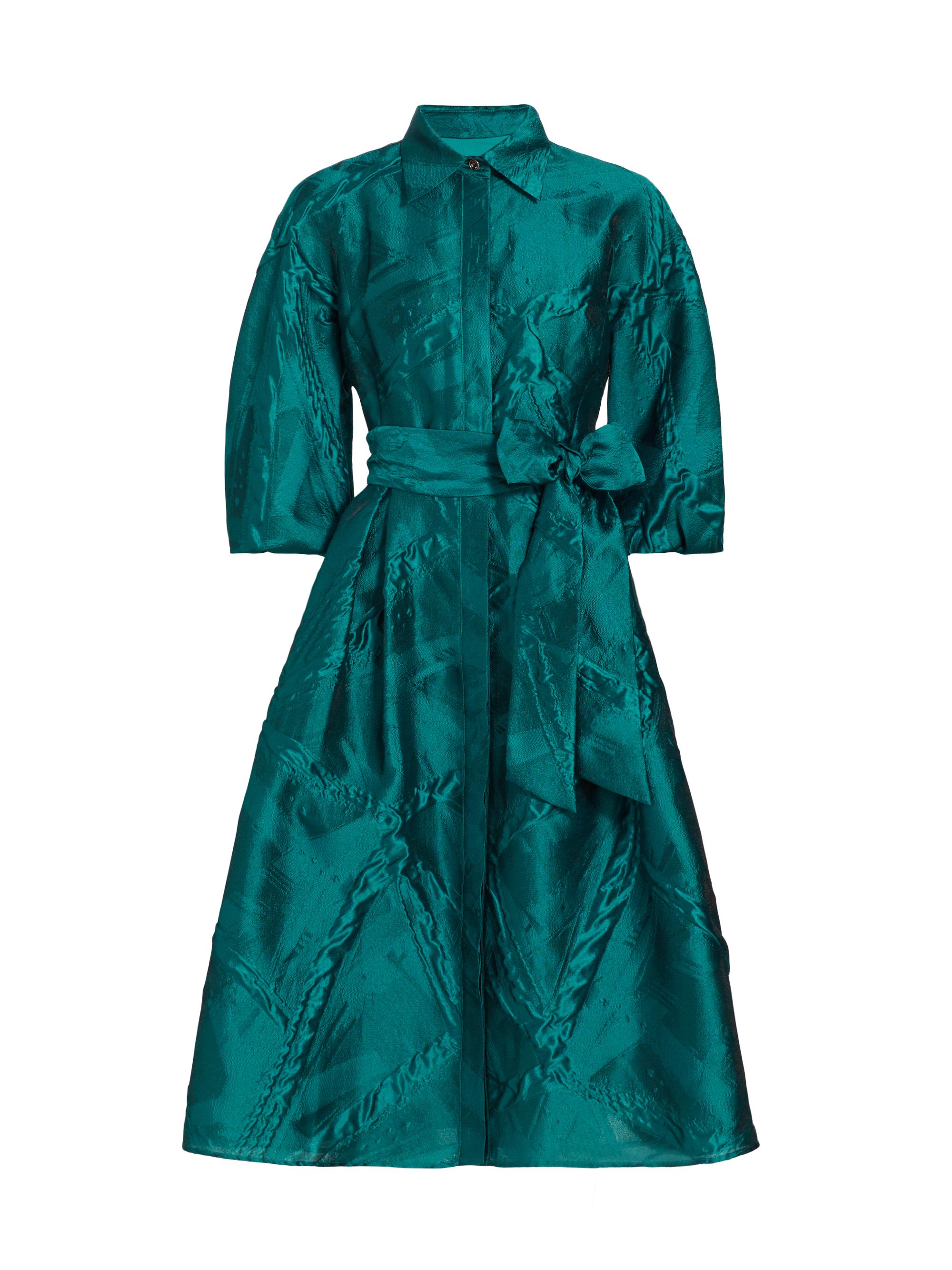 Teri Jon by Rickie Freeman Jacquard Balloon-Sleeve Cocktail Dress