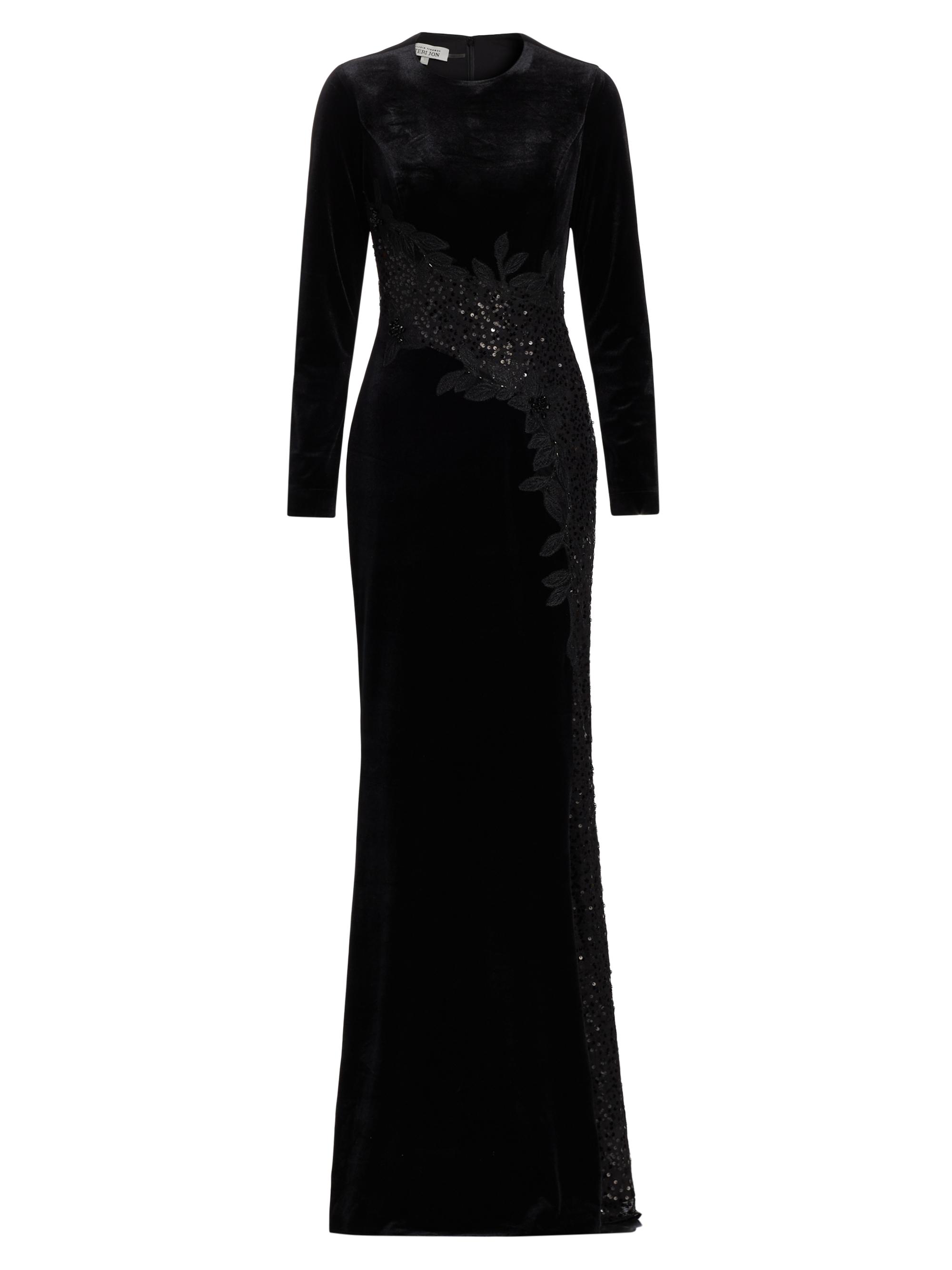 Teri Jon by Rickie Freeman Women's Embellished & Embroidered Stretch Velvet Gown - Black