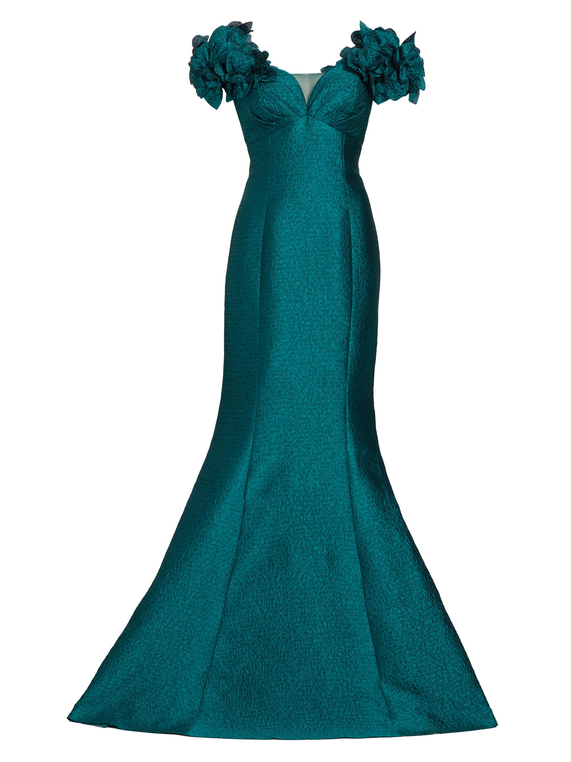Marchesa Notte Satin Ruffle One-Shoulder Trumpet Gown | Saks Fifth