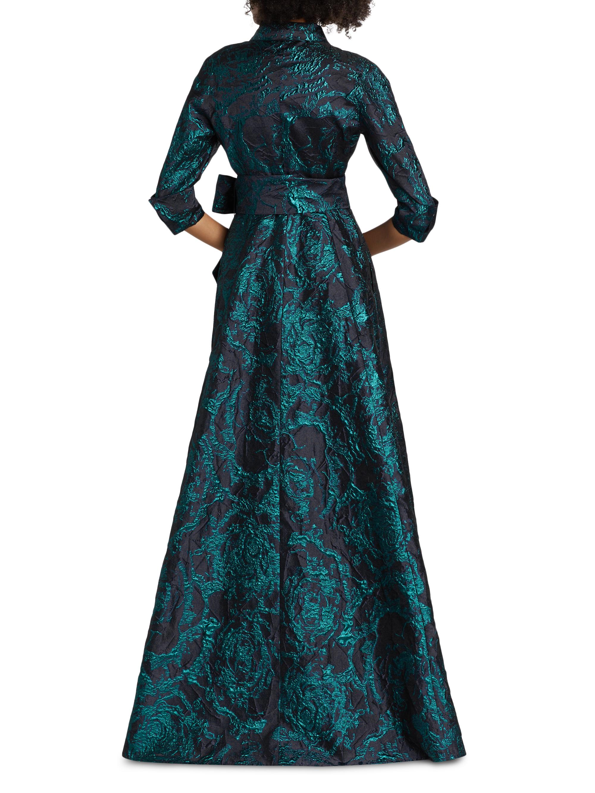 Teri Jon by Rickie Freeman Abstract Metallic Jacquard Shirt Gown | Saks  Fifth Avenue