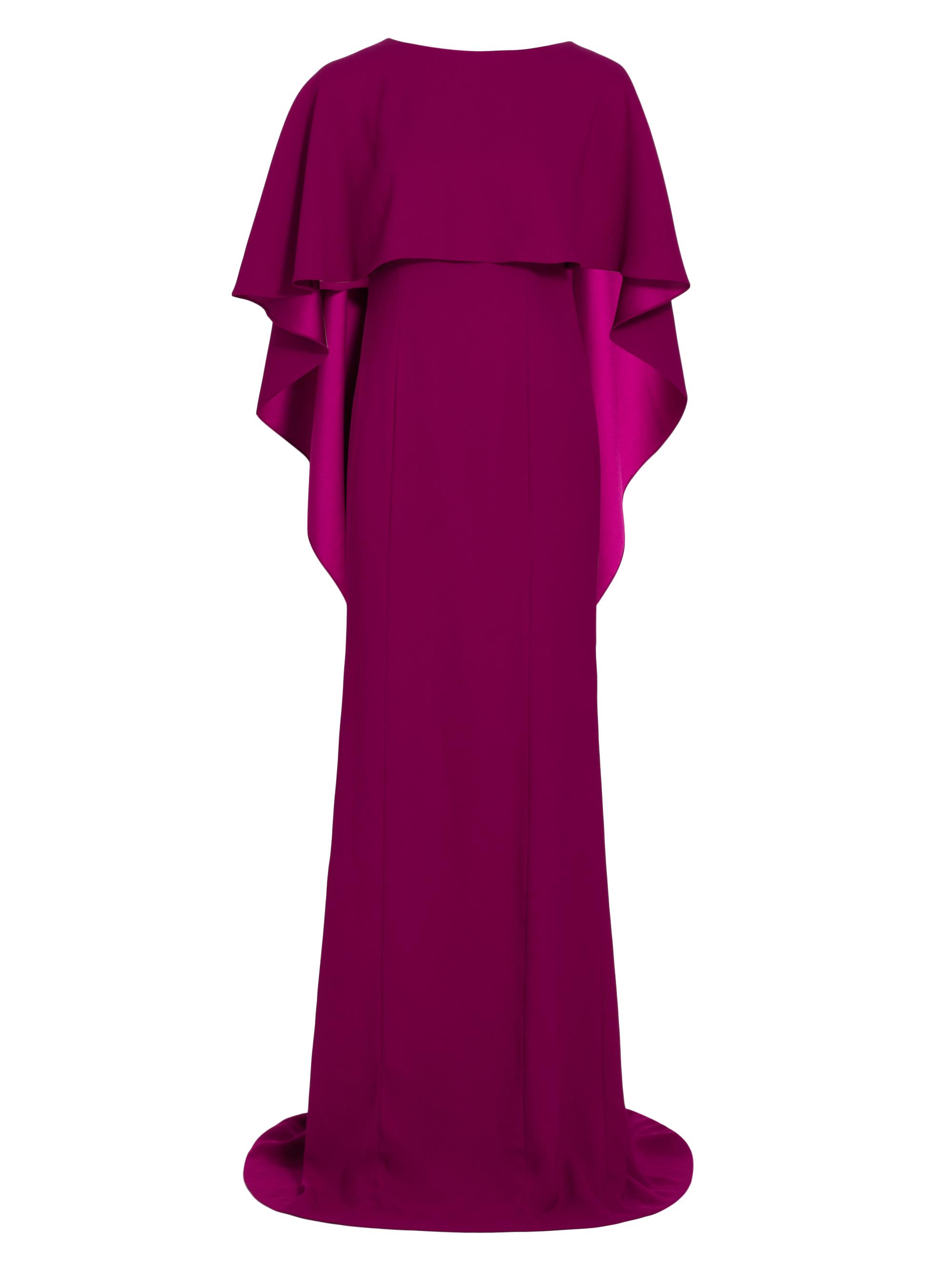 Teri Jon by Rickie Freeman Women's Crepe-Satin Cape Gown - Berry