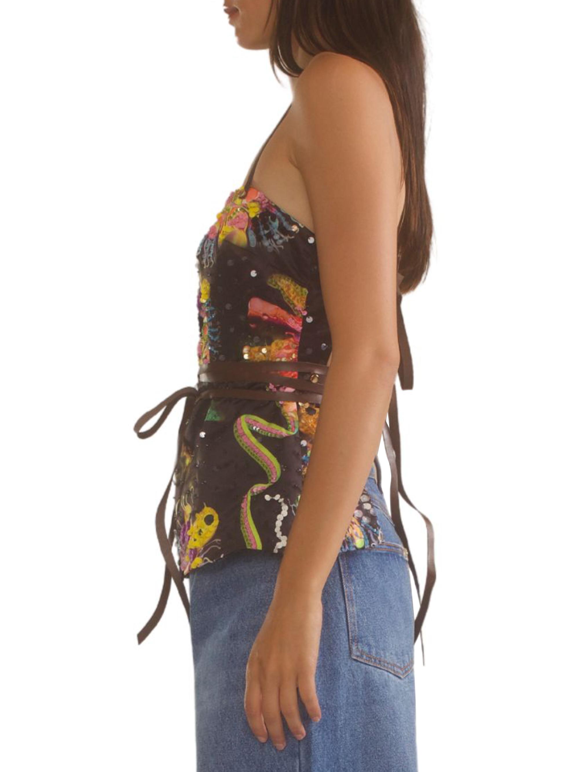 Cynthia Rowley Satin Leather Ties Embellished Top | Saks