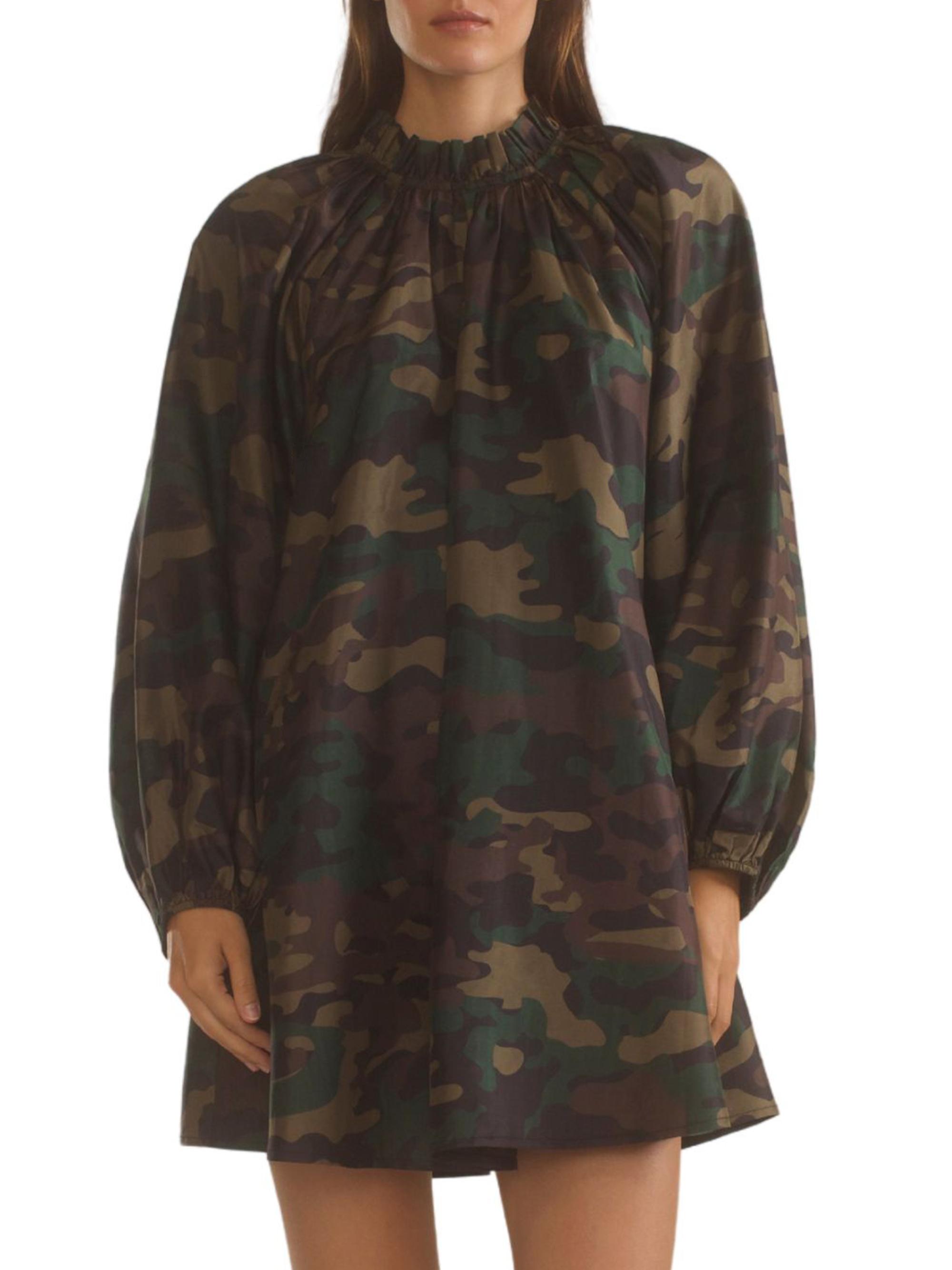 Cynthia Rowley Women's Camouflage Print Silk Taffeta Minidress - Green Camo