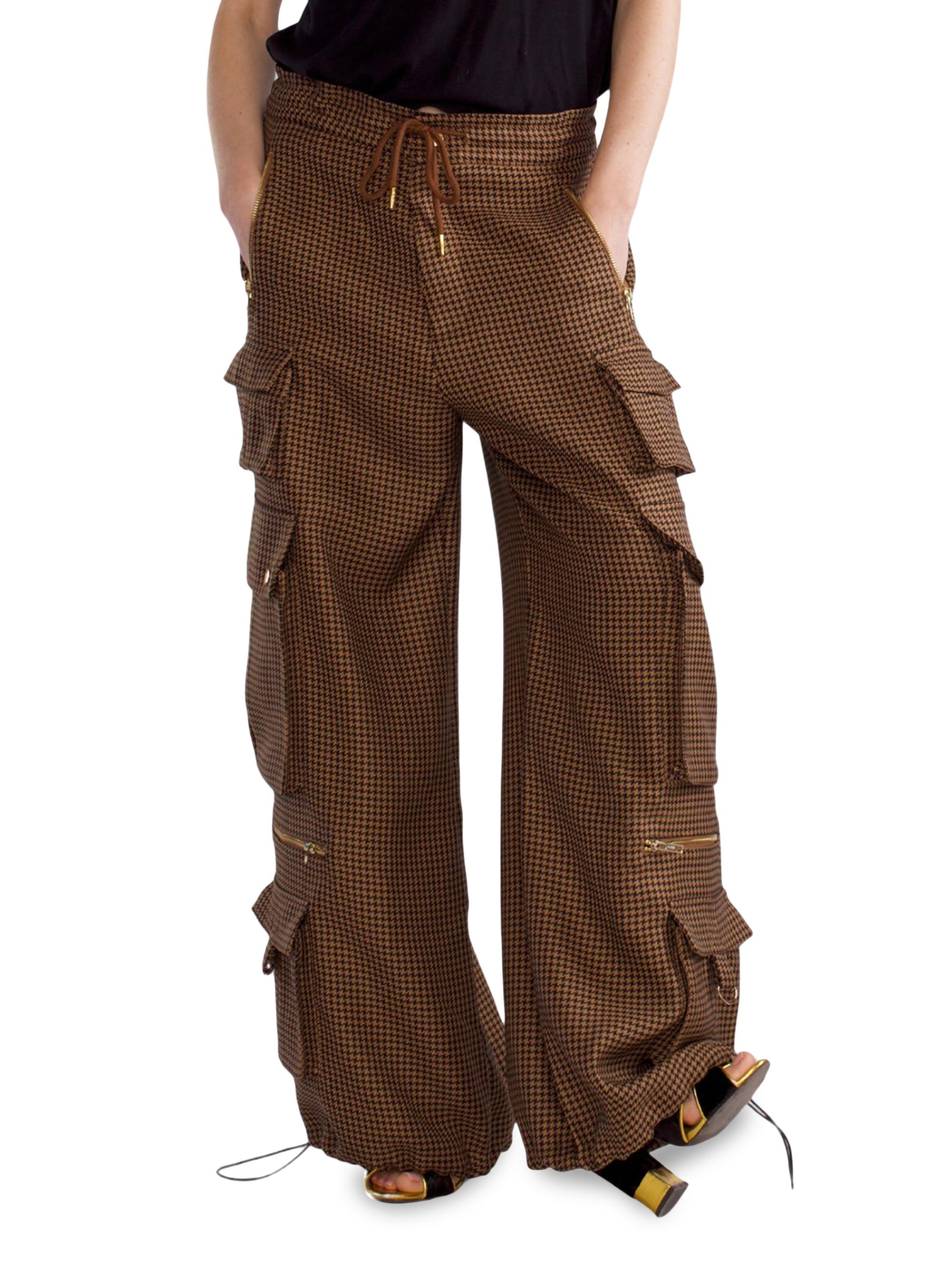 Cynthia Rowley Women's Houndstooth Cargo Pants - Black Brown