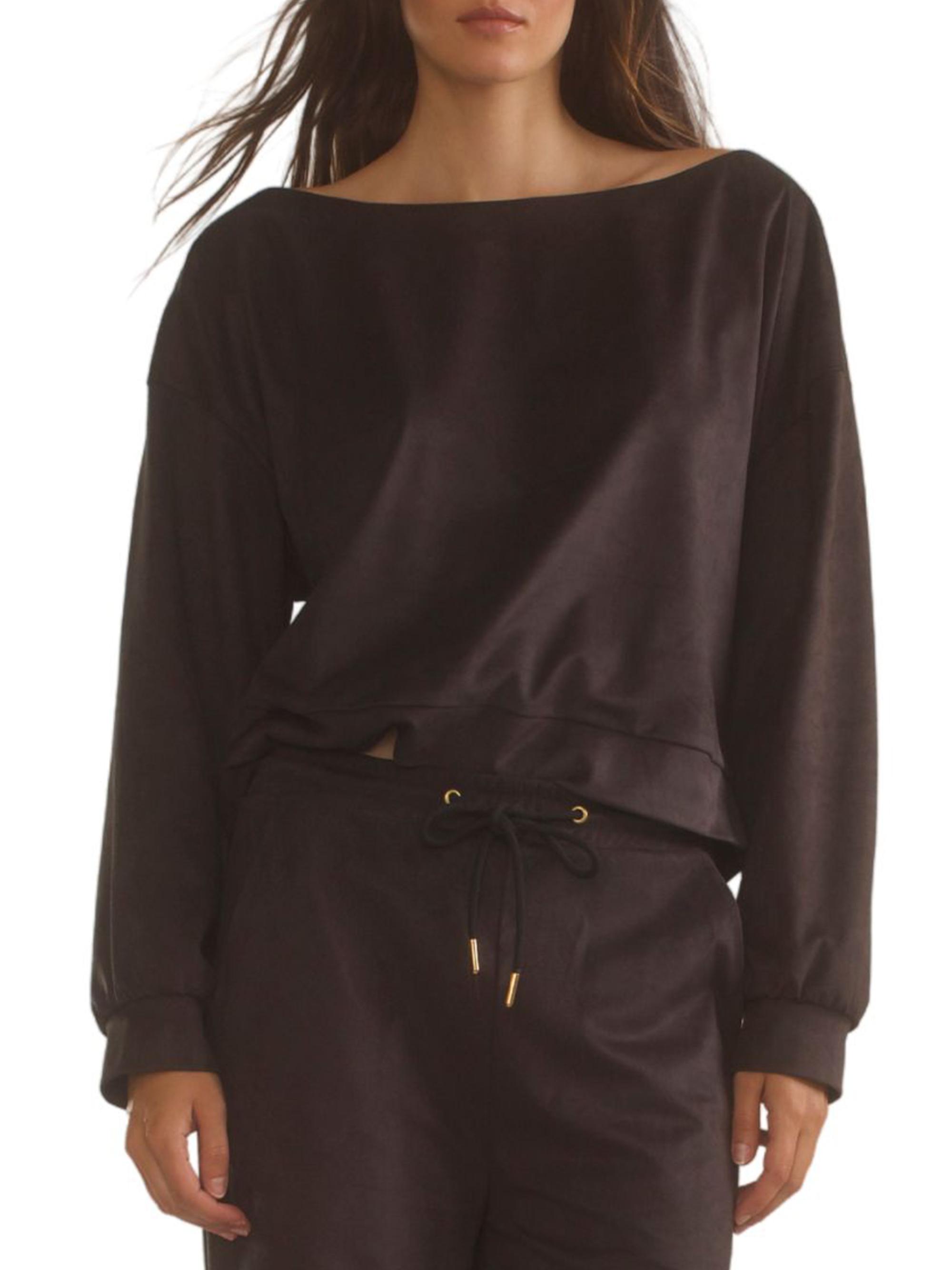 Cynthia Rowley Women's Faux Suede Boatneck Top - Stone