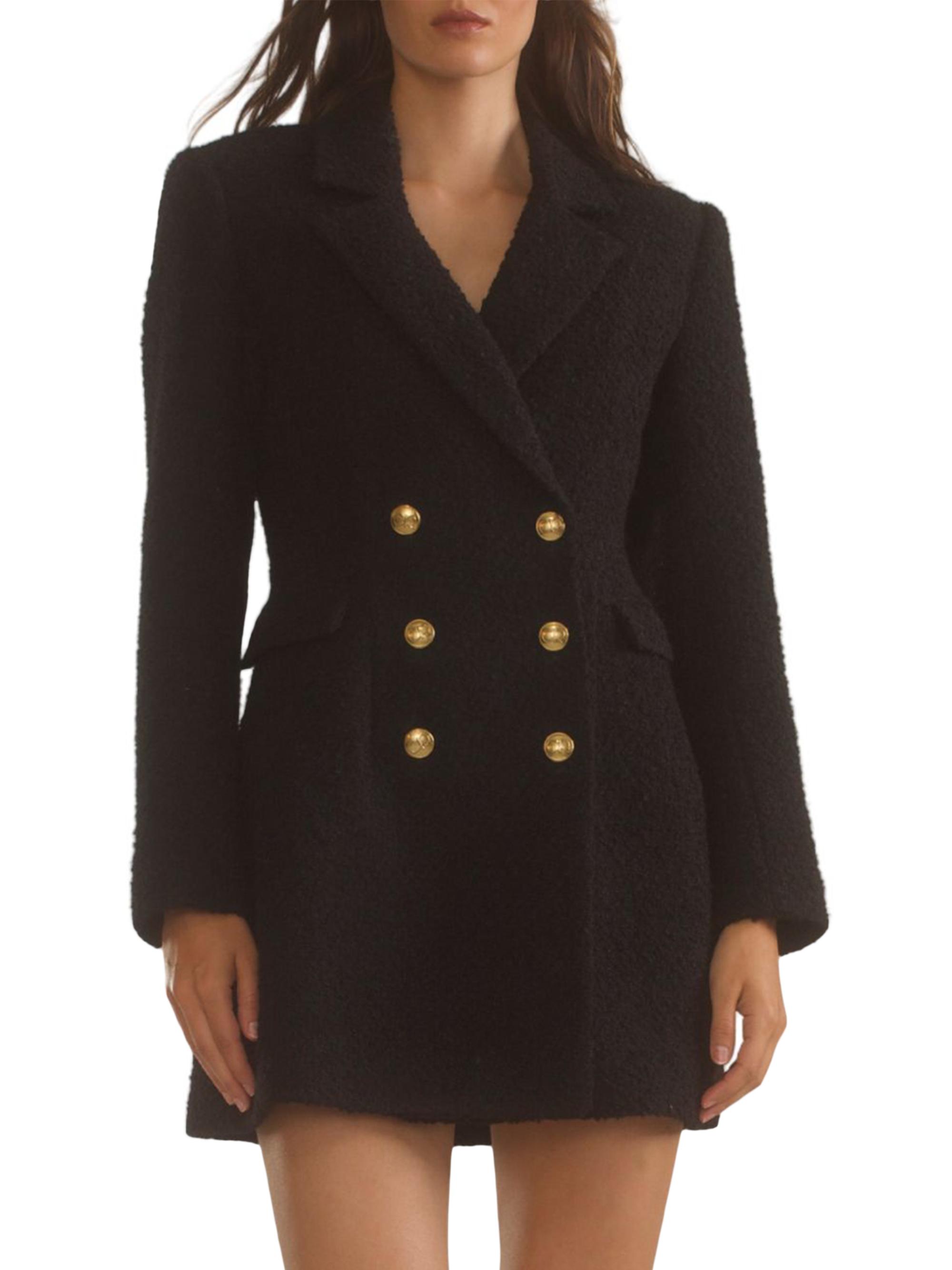 Cynthia Rowley Women's Bouclé Double-Breasted Blazer Minidress - Black