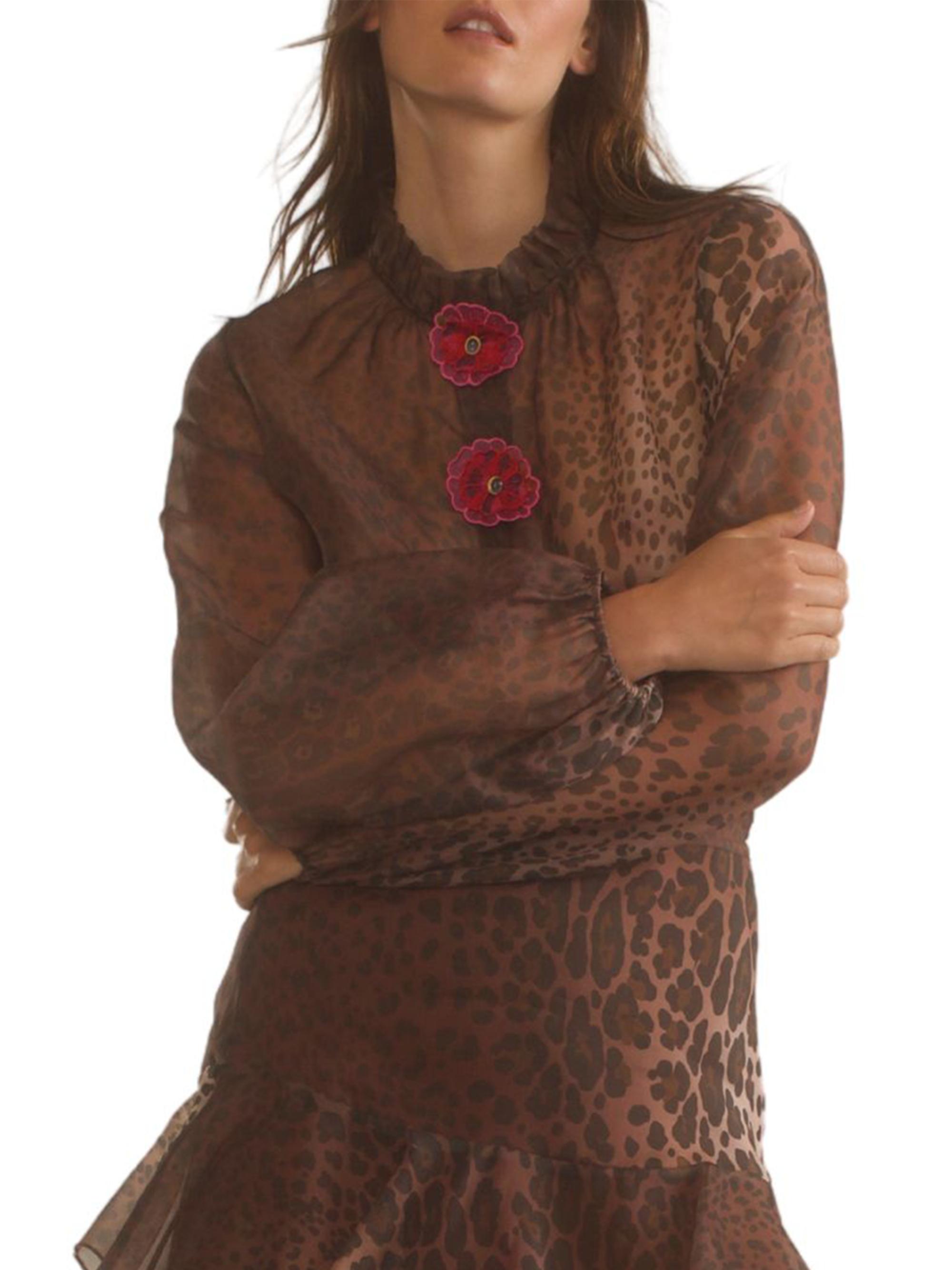 Cynthia Rowley Women's Leopard Print Silk Organza Blouse - Leopard