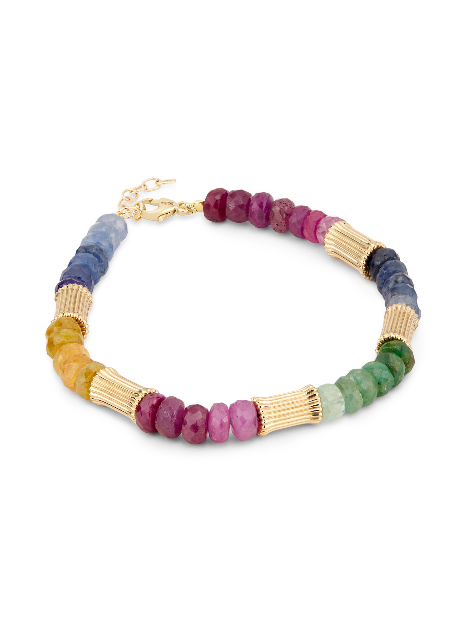 Jia Jia Women's Arizona 14K Yellow Gold & Rainbow Sapphire Beaded Bracelet - Gold