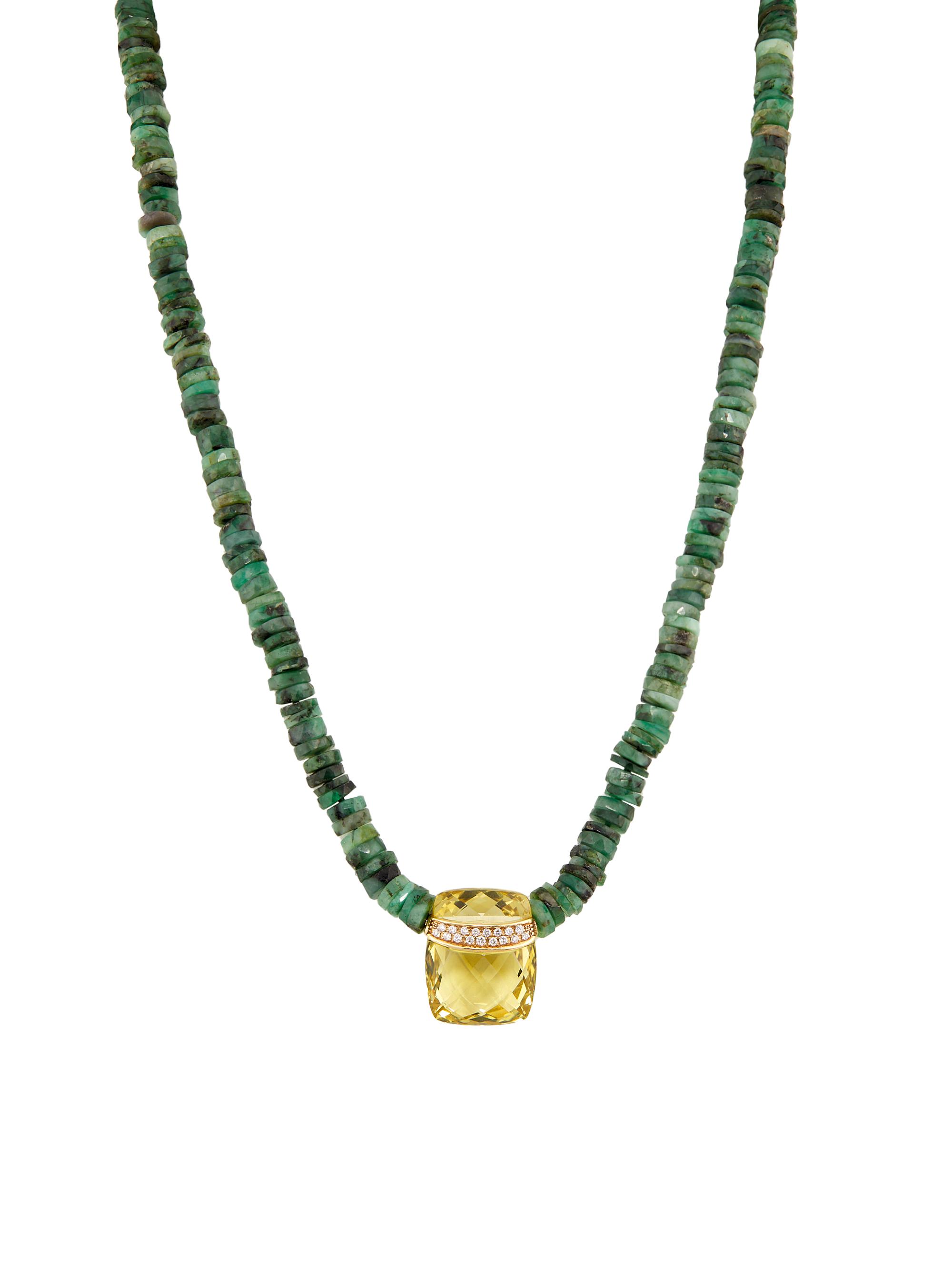 Jia Jia Women's Aurora 14K Yellow Gold & Multi-Gemstone Beaded Pendant Necklace - Lemon Quartz