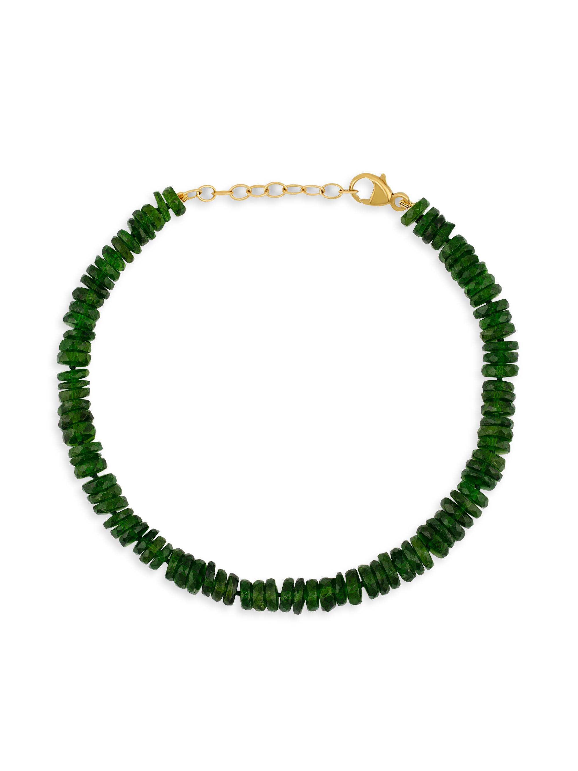 Jia Jia Women's 14K Yellow Gold & Chrome Diopside Beaded Bracelet - Green Dipsode
