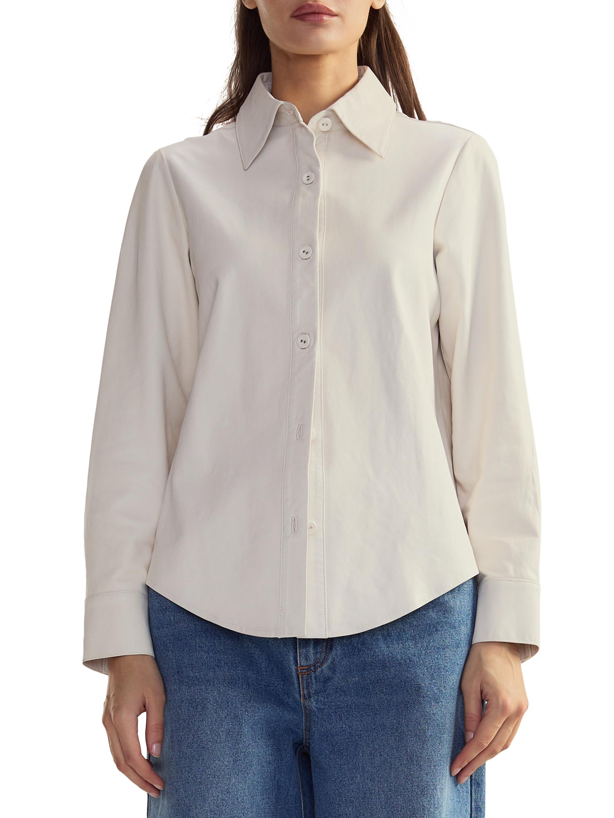 Cynthia Rowley Women's Leather Button-Front Shirt - White