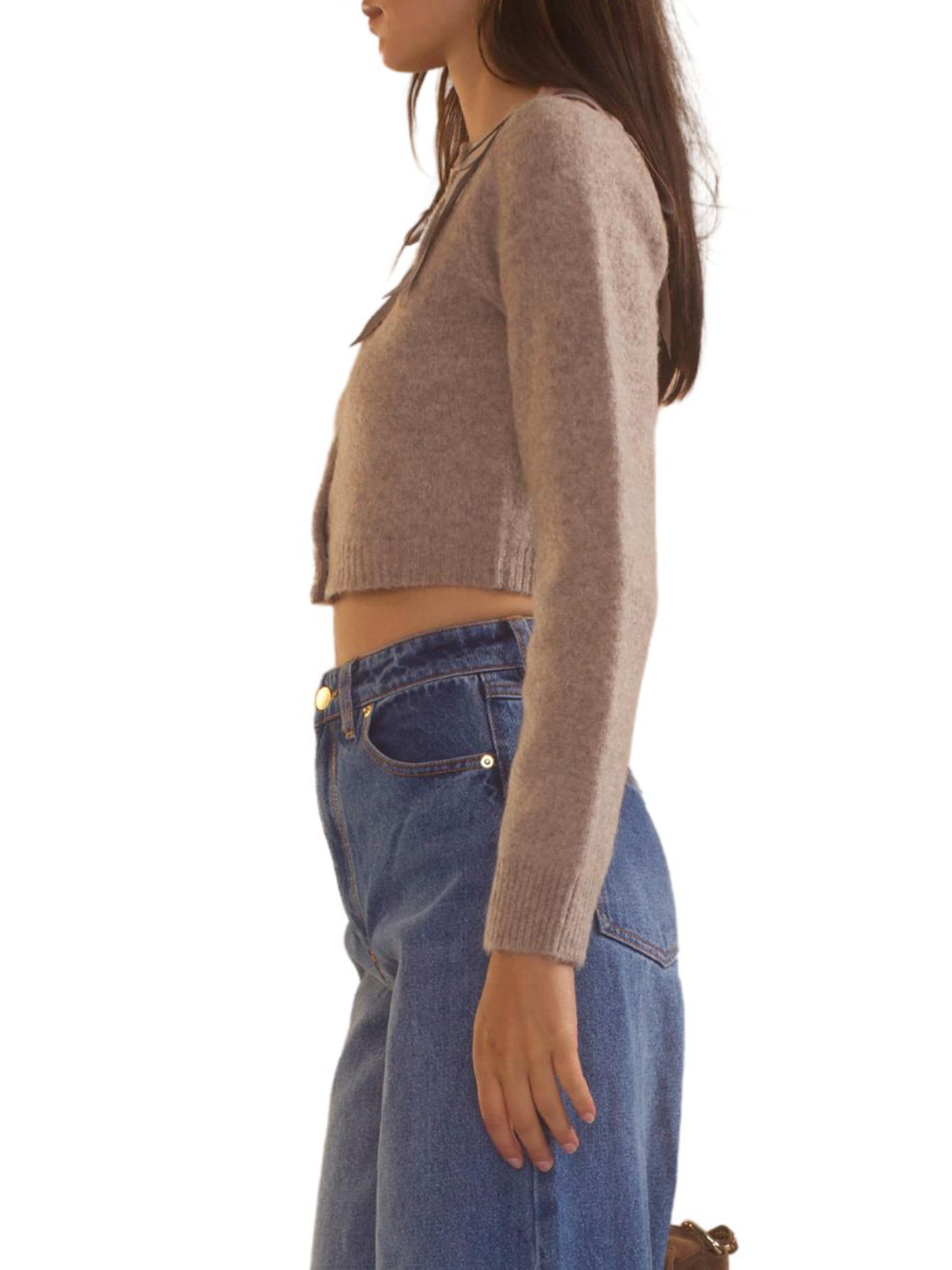 Cynthia Rowley Wool Bow Cropped Crewneck Cardigan | Saks Fifth Avenue