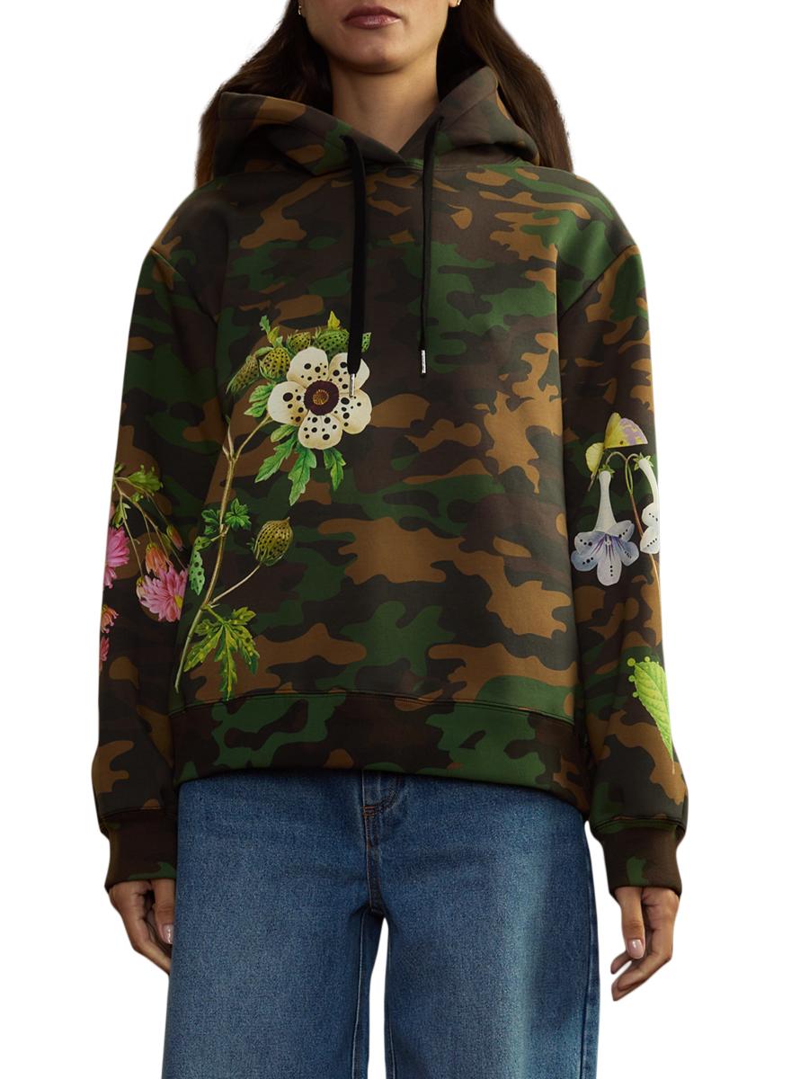 Cynthia Rowley Camo Floral Cotton-Blend Oversized Hoodie