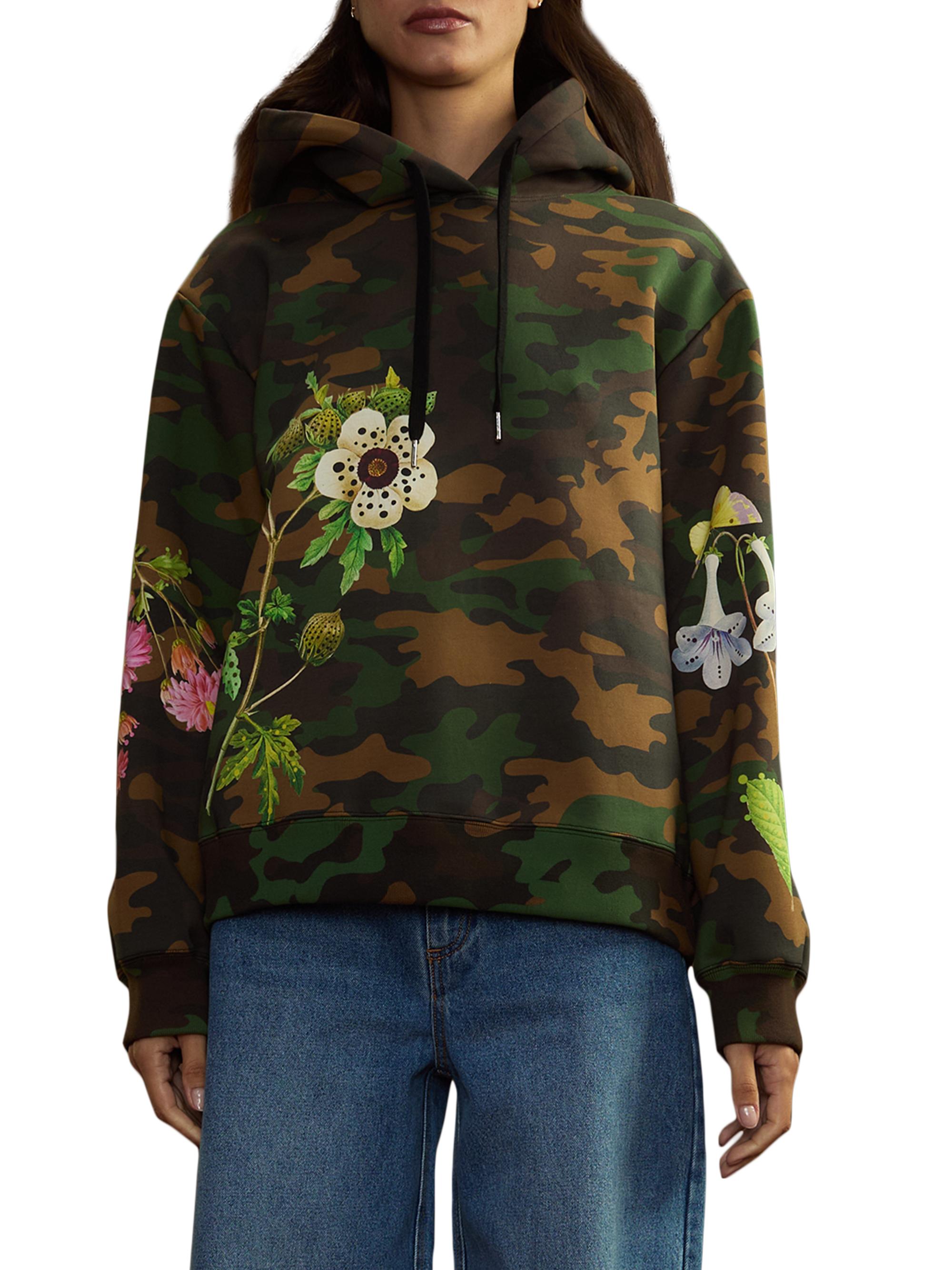 Cynthia Rowley Women's Camo Floral Cotton-Blend Oversized Hoodie - Green Camo