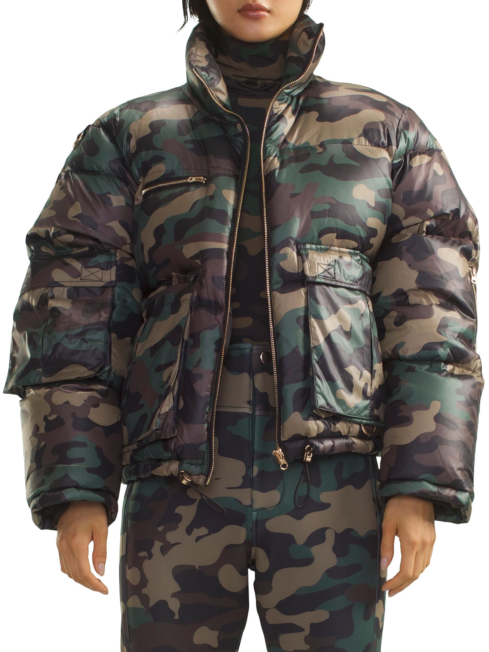 Cynthia Rowley Women's Camo Puffer Jacket - Green Camo
