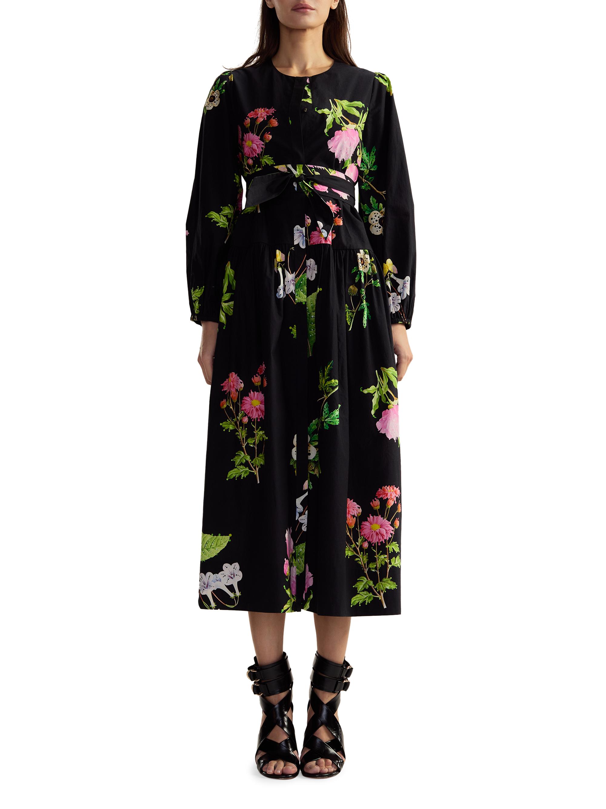 Cynthia Rowley Women's Floral Cotton Sateen Maxi Shirtdress - Black Floral