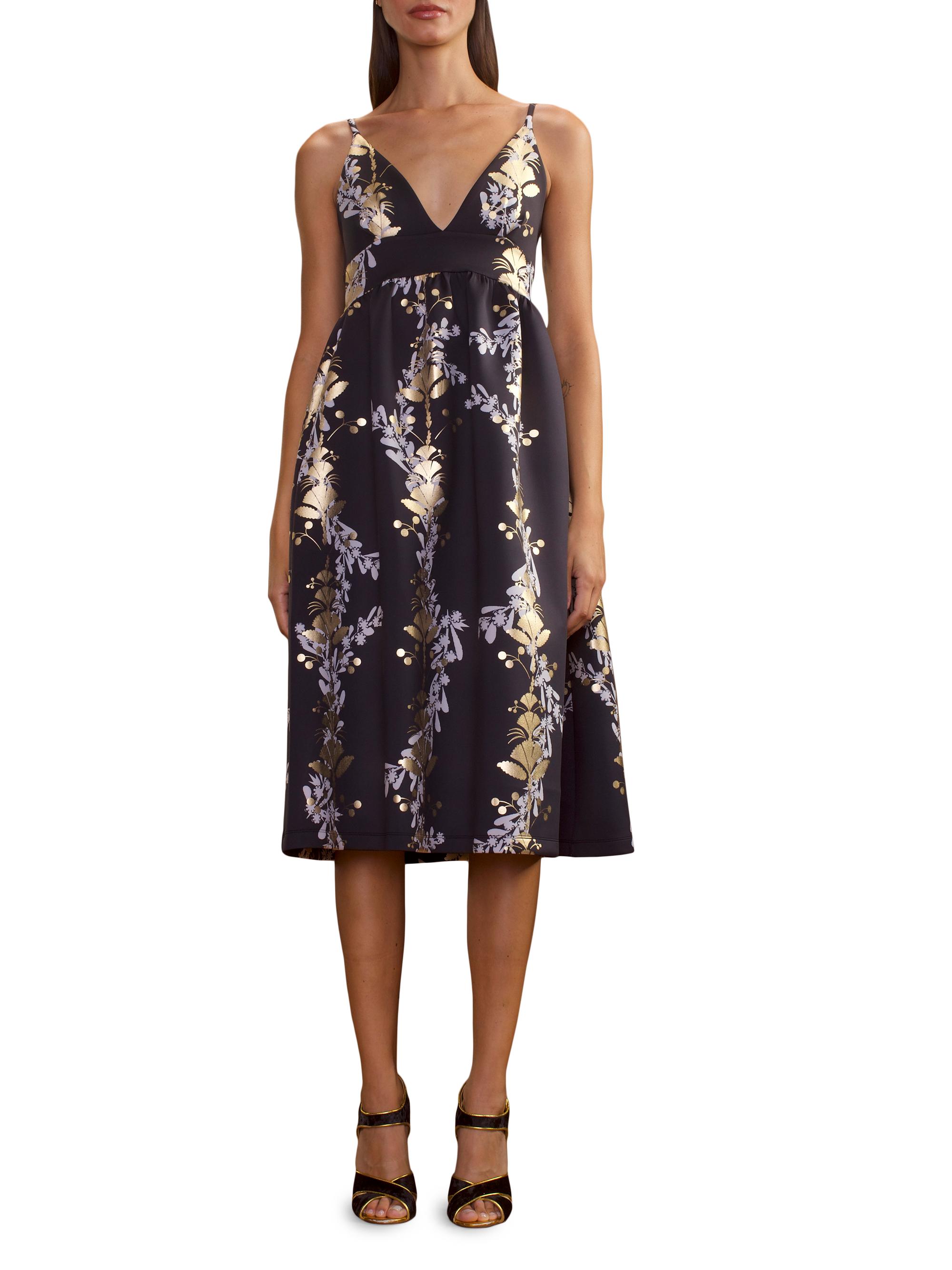 Cynthia Rowley Women's Bonded Cami Floral Midi-Dress - Black Gold
