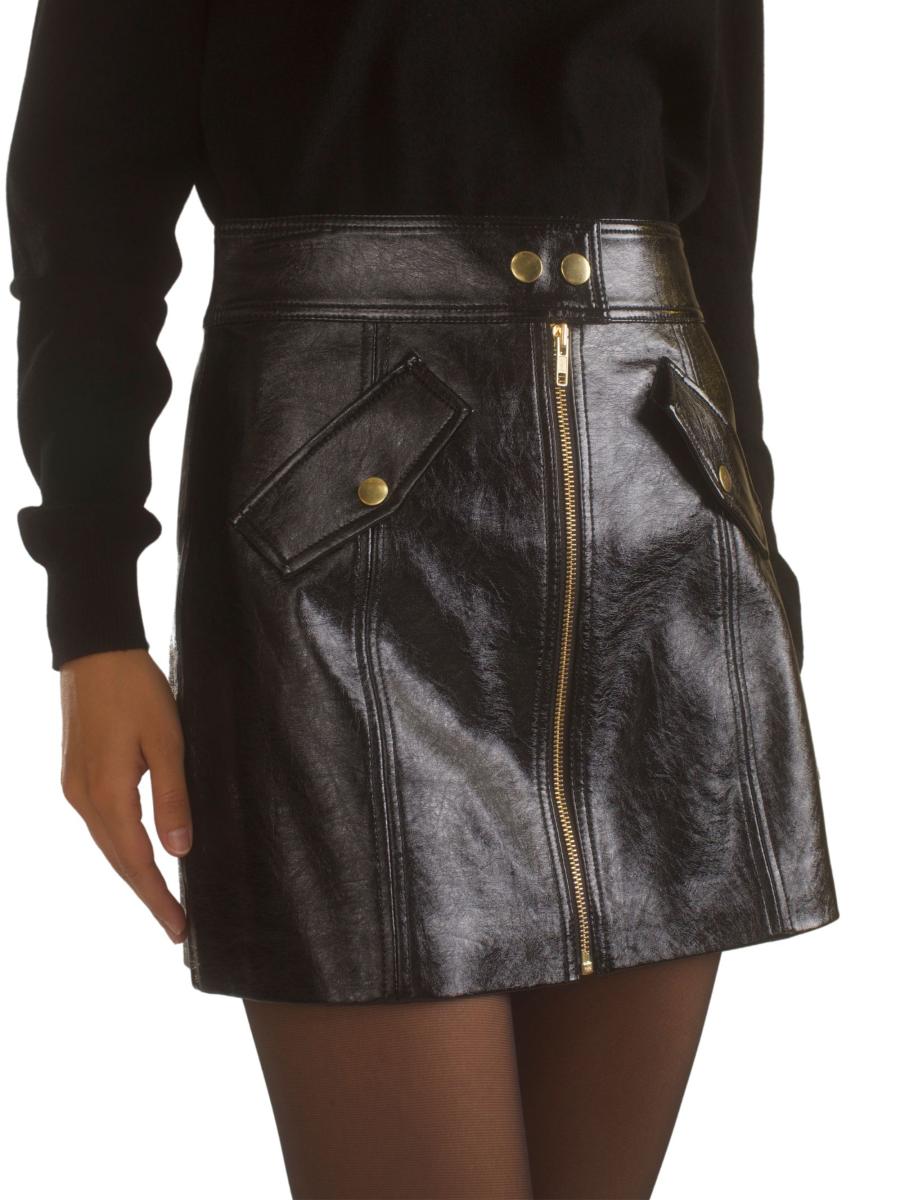 Cynthia Rowley Patent Vegan-Leather A-line Miniskirt | Saks
