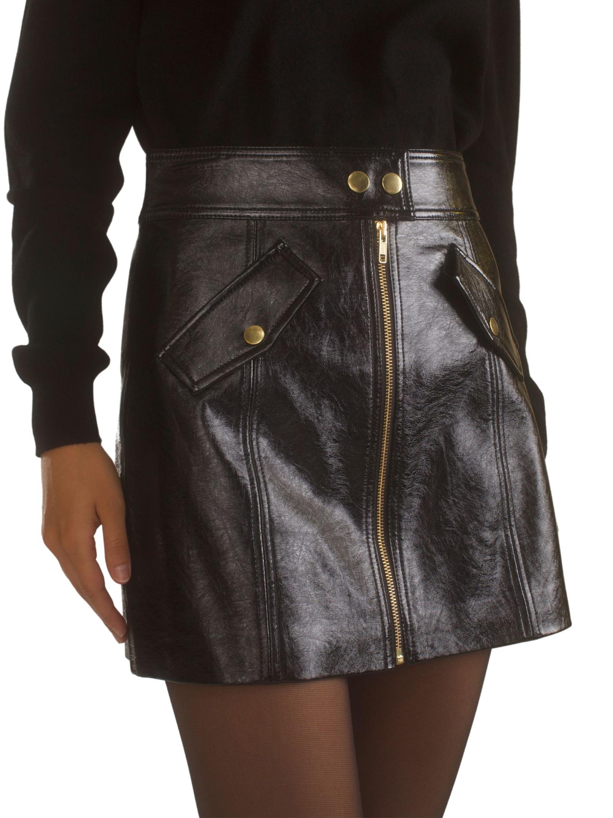 Cynthia Rowley Women's Patent Vegan-Leather A-line Miniskirt - Black