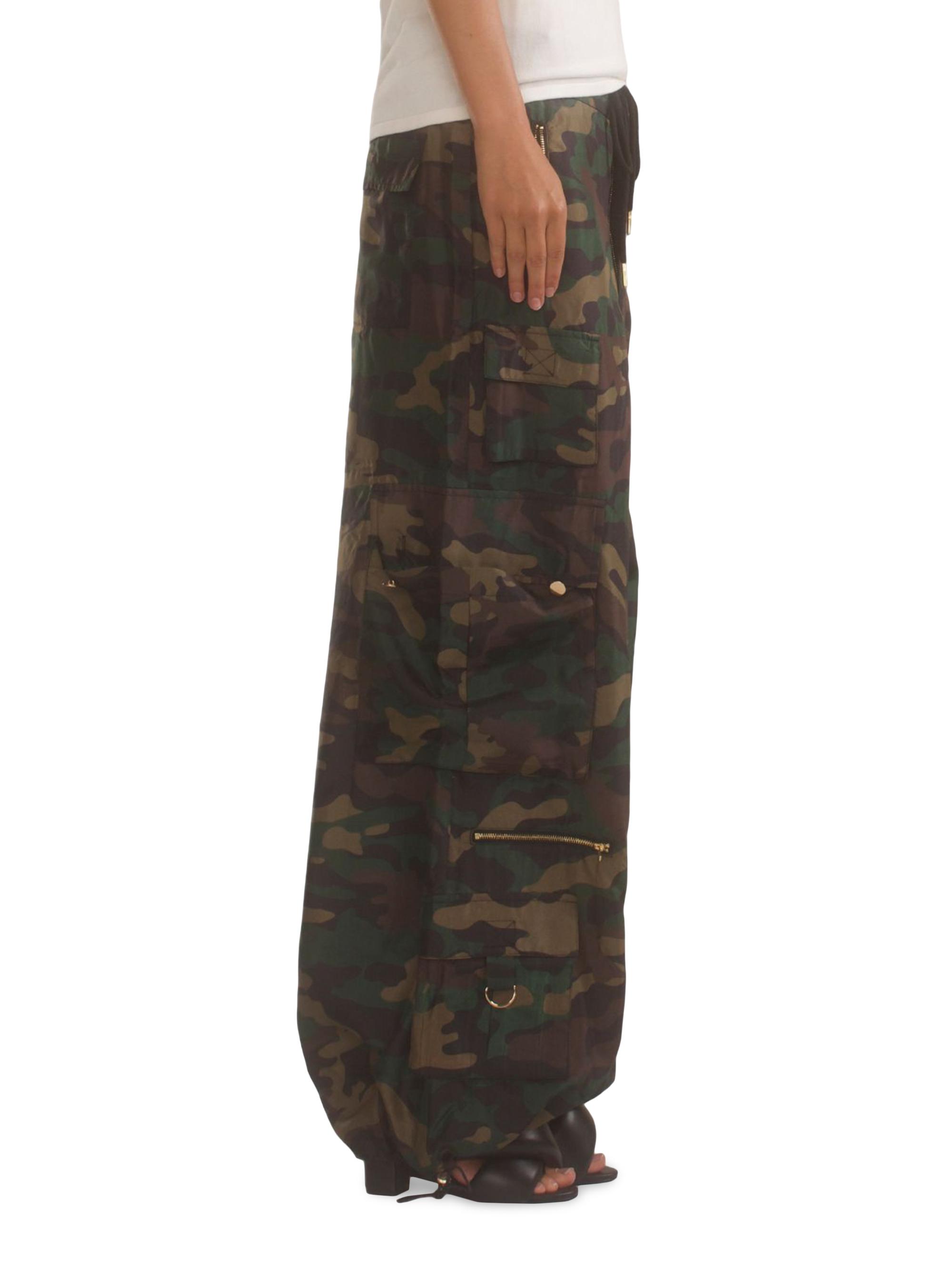 Cynthia Rowley Camouflage Wide-Leg Nylon Cargo Pants | Saks