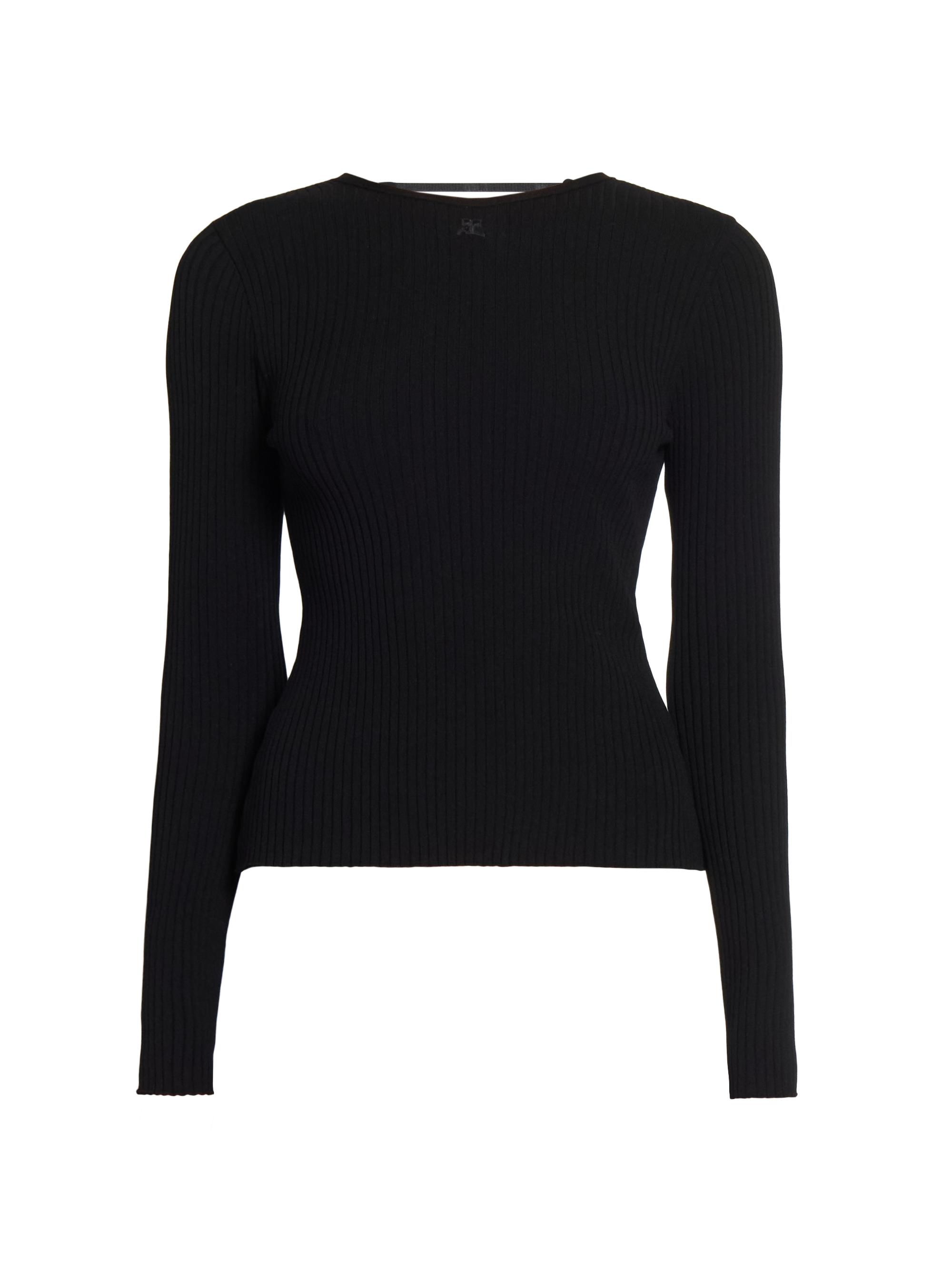 Courreges Women's Ribbed Open-Back Sweater - Black