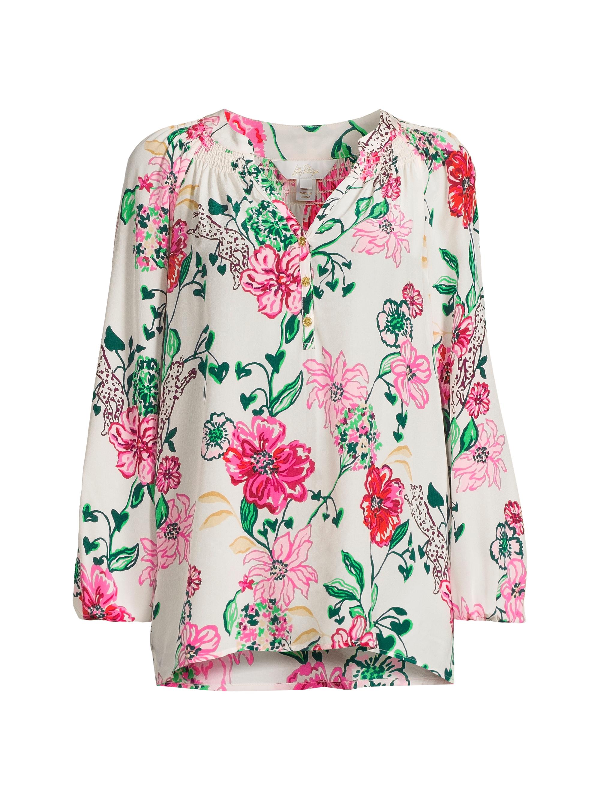 Lilly Pulitzer Women's Elsa Floral Silk Top - Coconut