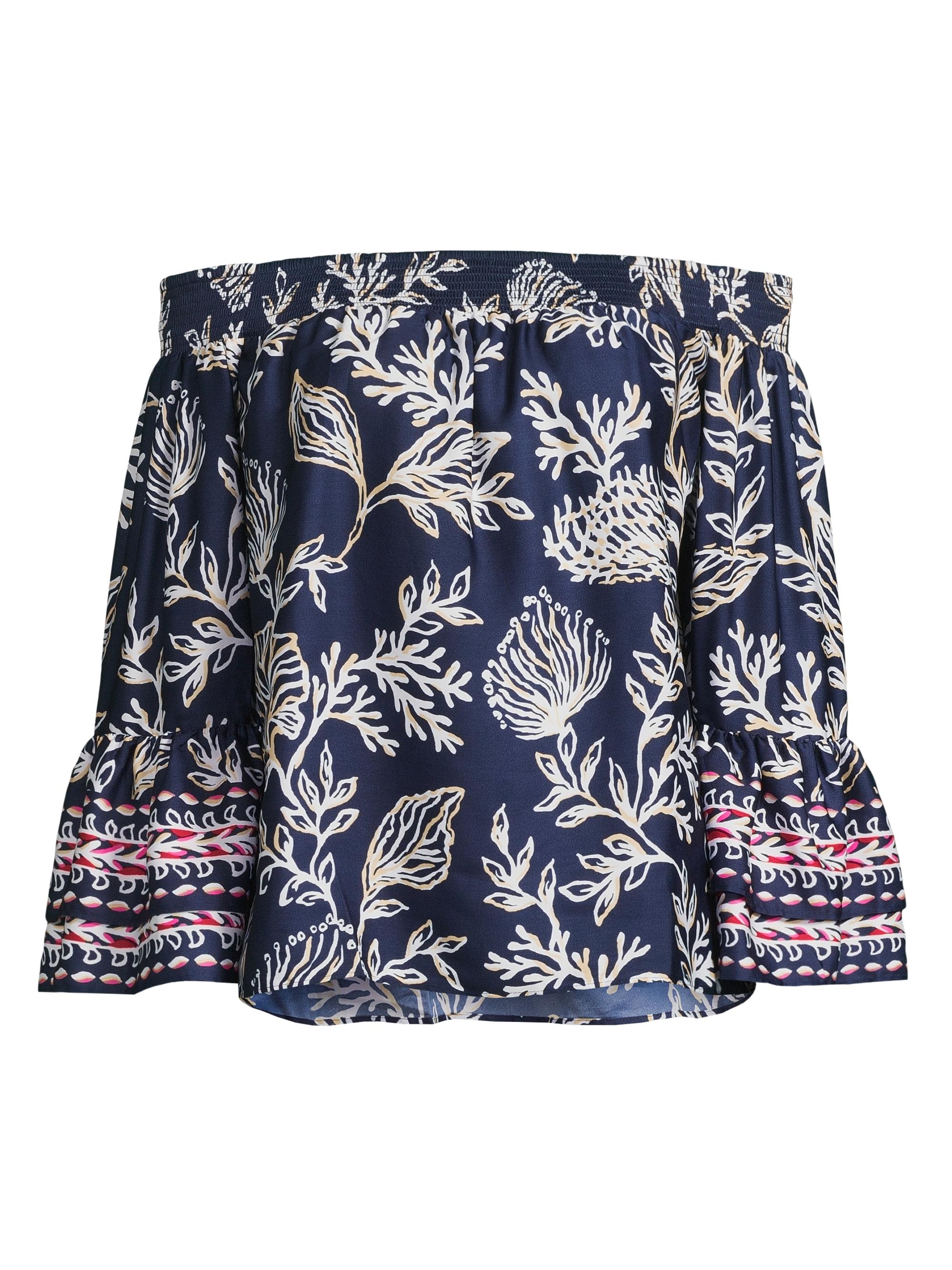 Lilly Pulitzer Women's Kaori Printed Off-the-Shoulder Top - Low Tide Navy