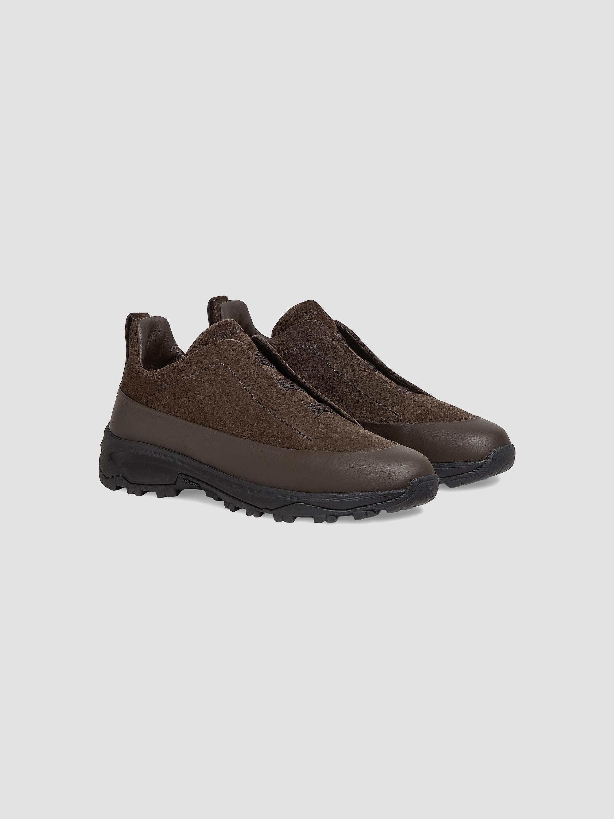 Zegna Men’s Dark Brown Suede Triple Stitch Sneakers | Size 8 0400021881823_DARKBROWN?wid=  main image 3