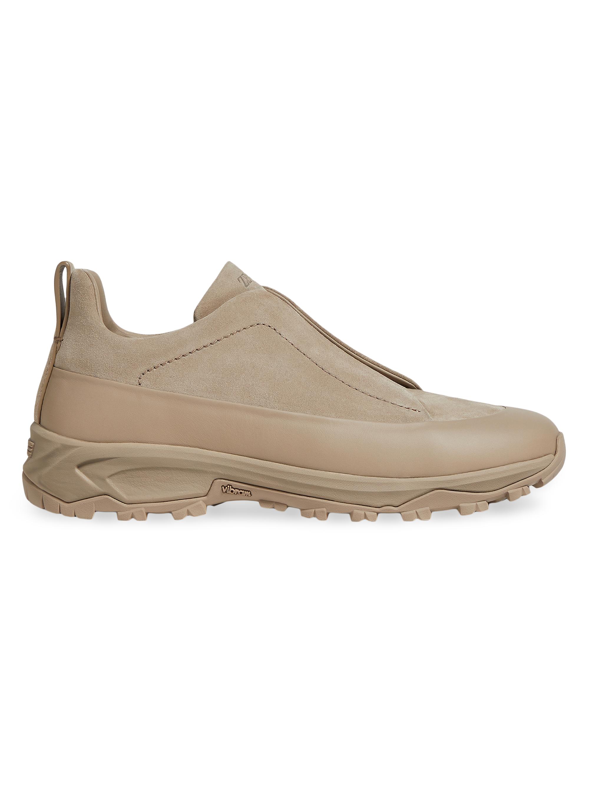 ZEGNA Men's Suede Triple Stitch Monte Sneakers - Light Brown