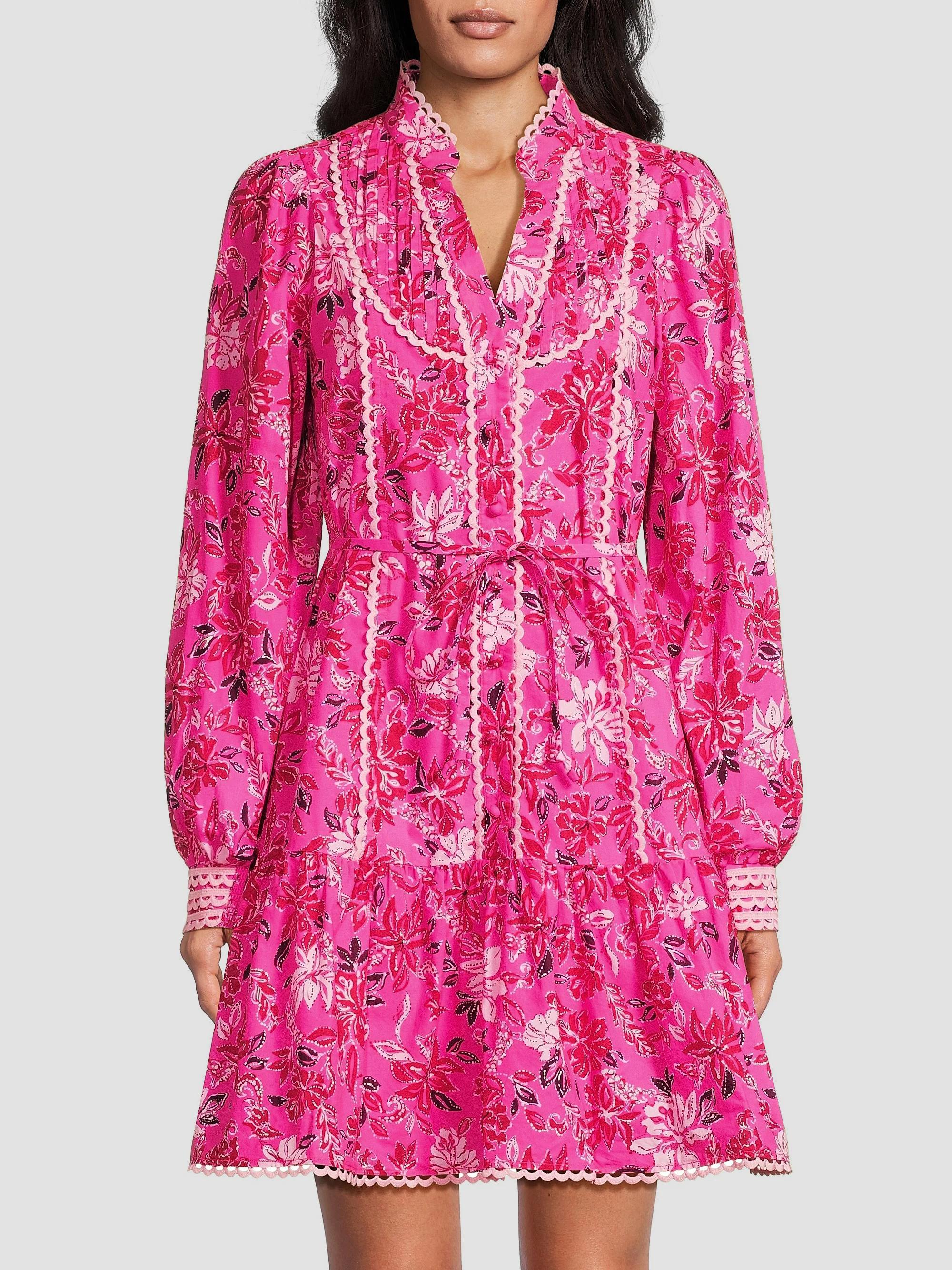 Robe ELANIE Lilly Pulitzer - Rose Brocart Doré, Perles, Style Tropique Taille 0-4