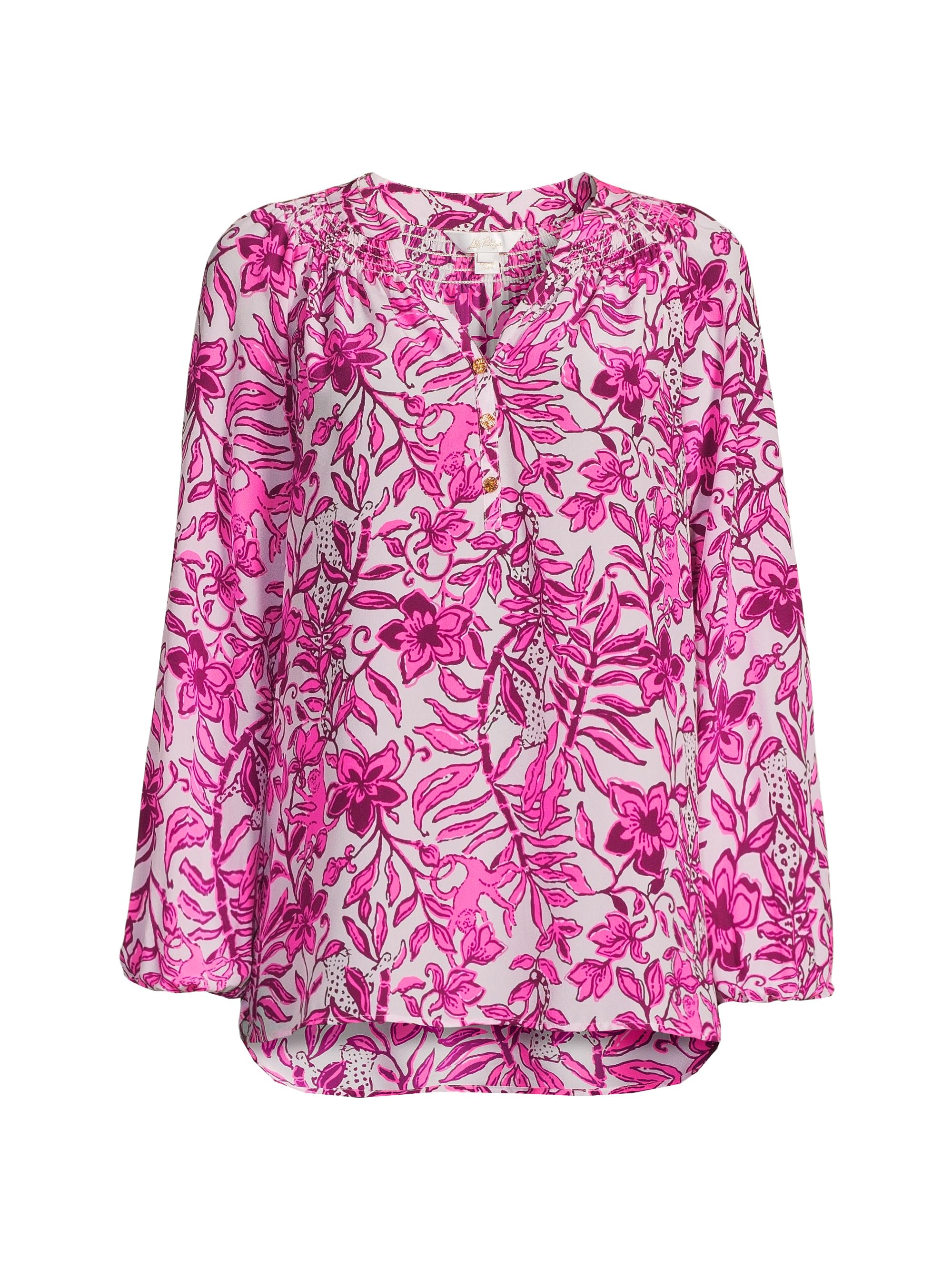 Lilly Pulitzer Women's Elsa Printed Silk Top - Elder Flower Blossom