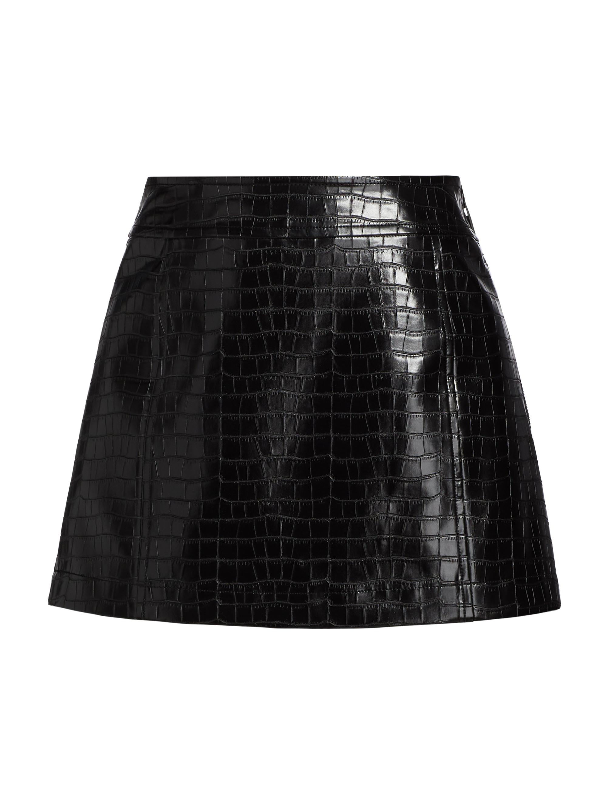 MICHAEL Michael Kors Women's Micro Croc Mini Skirt - Black