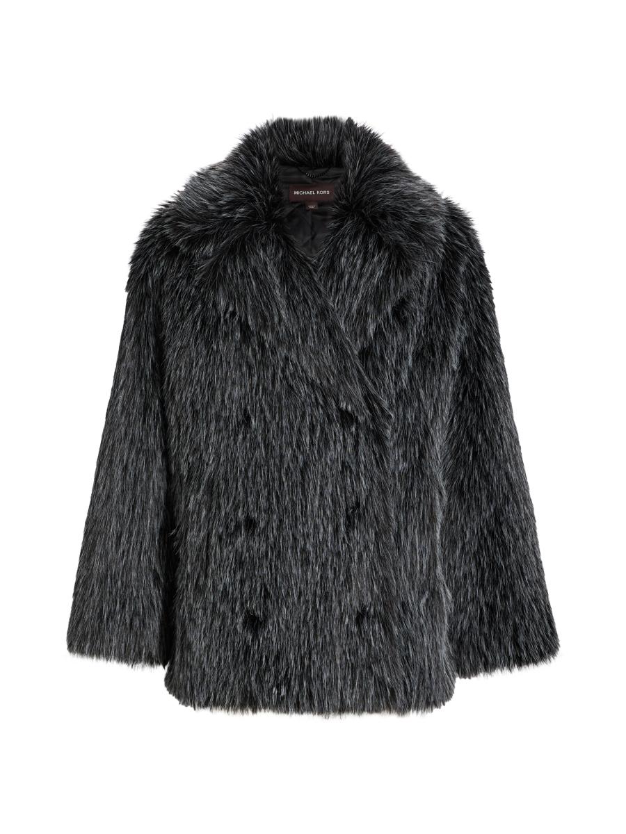 Michael Michael Kors Women's Unisex Faux-fur Double-breasted Peacoat In Multi