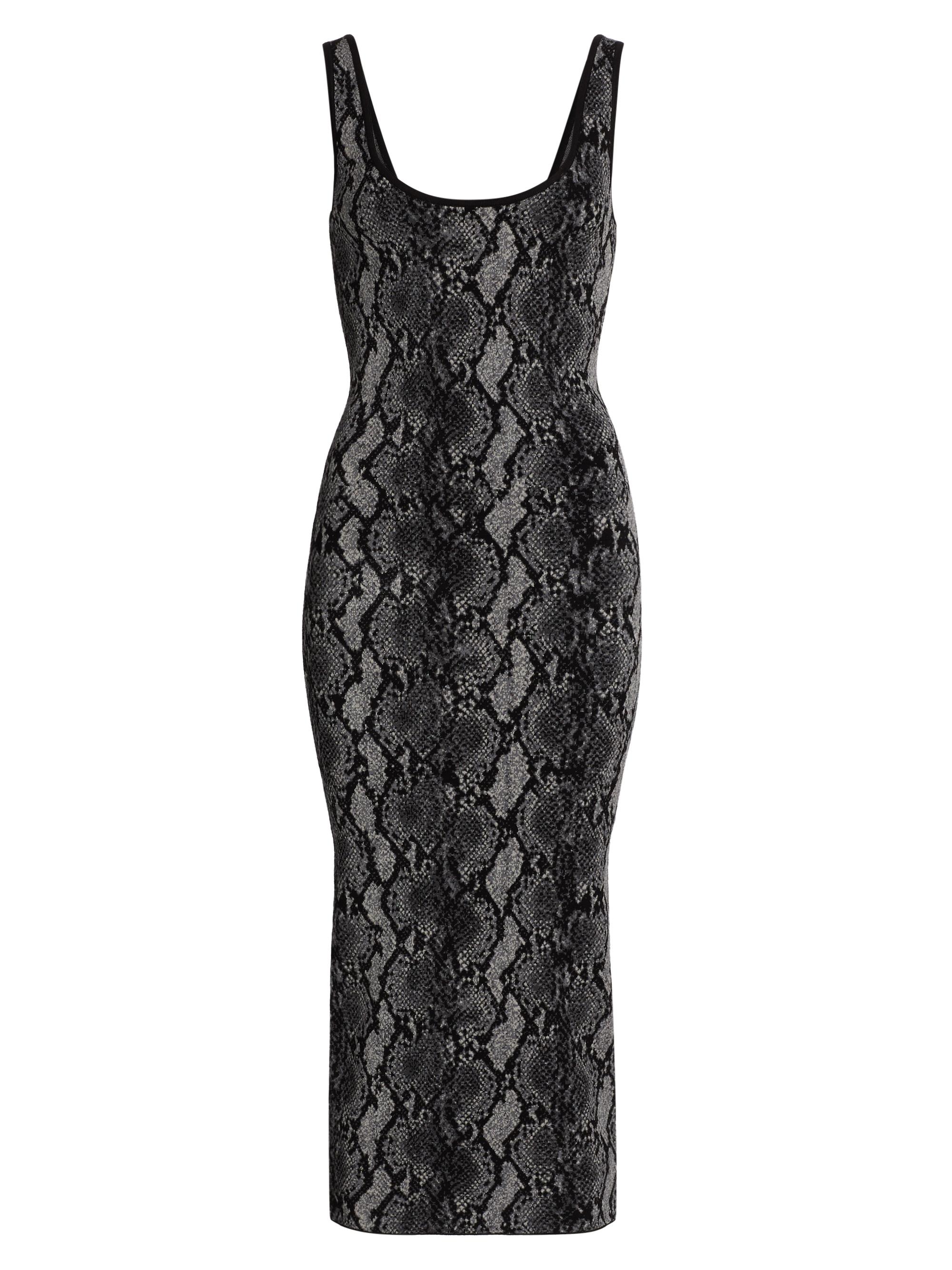 MICHAEL Michael Kors Snake Jacquard Scoopneck Midi-Dress