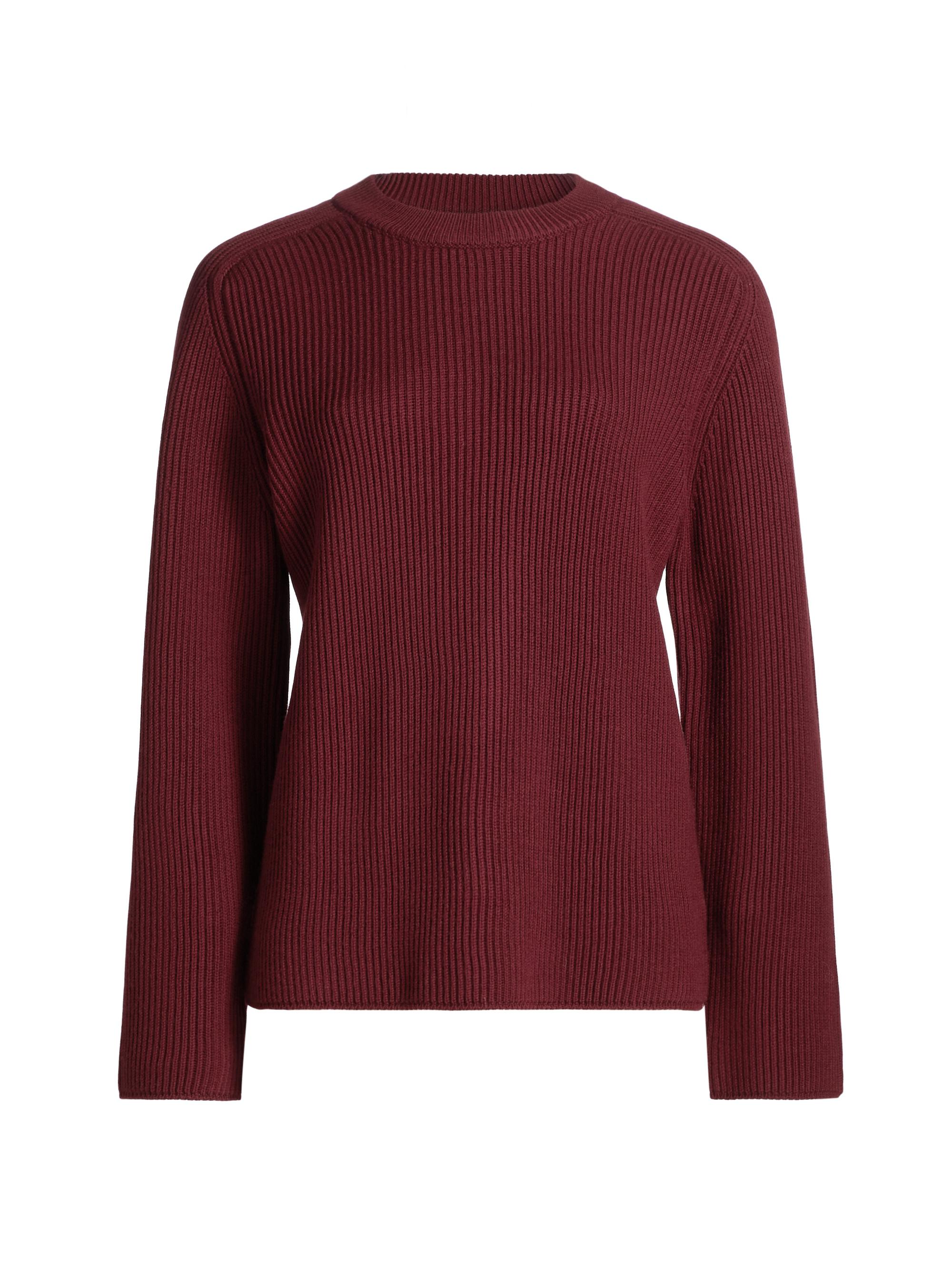 MICHAEL Michael Kors Women's Merino Boxy Rib-Knit Sweater - Dark Brandy