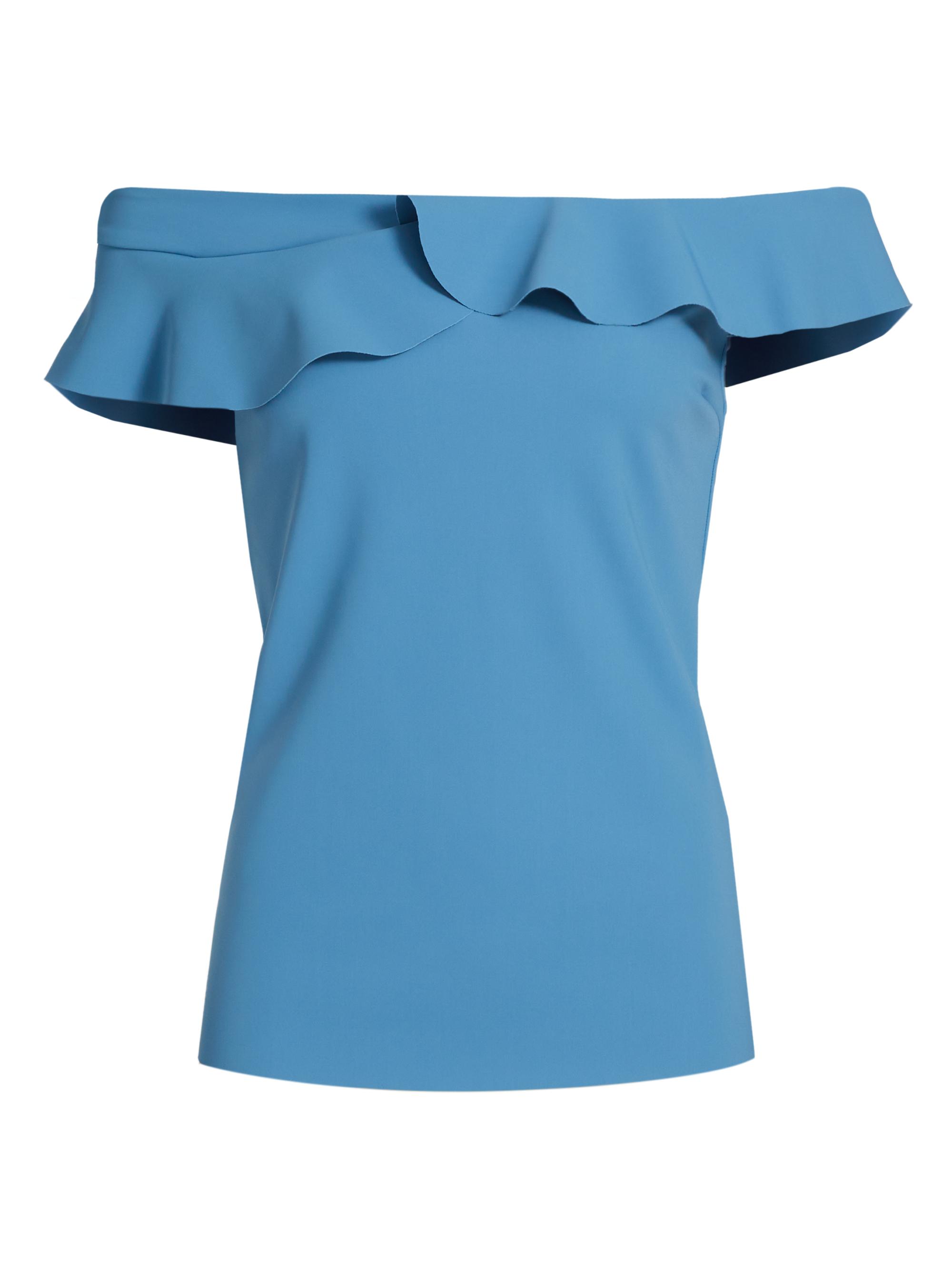 Chiara Boni La Petite Robe Women's Nidal Ruffled Off-The-Shoulder Top - Harbour Blue
