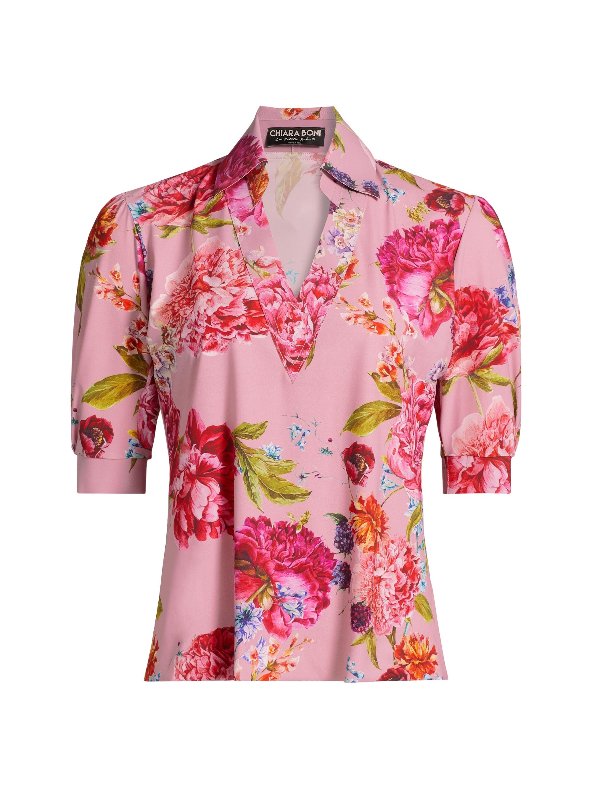 Chiara Boni La Petite Robe Women's Fadatess Floral V-neck Blouse - Peony Blossoms Tuberose