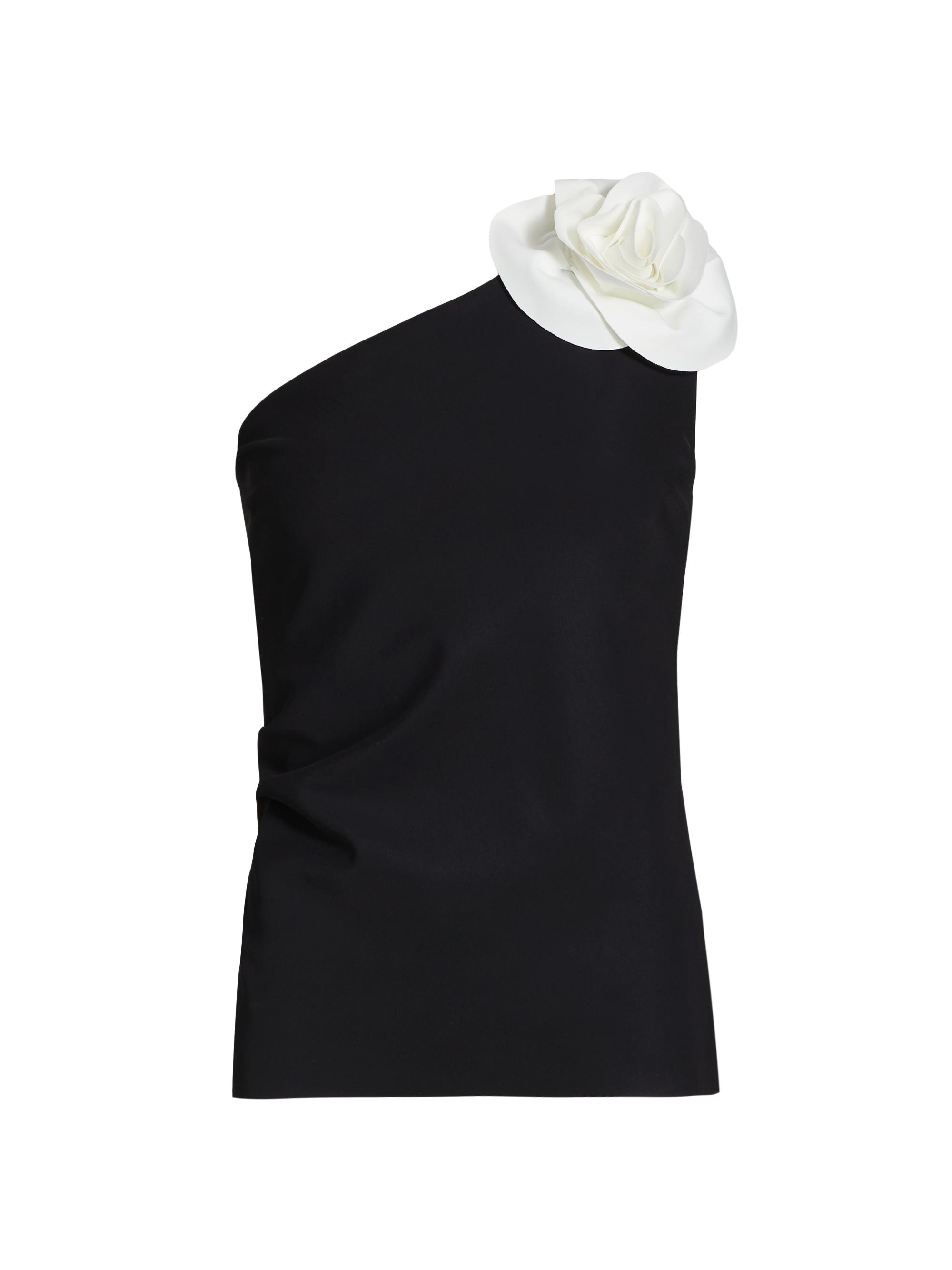 Chiara Boni La Petite Robe Women's Flower One-Shoulder Top - Black White Flower