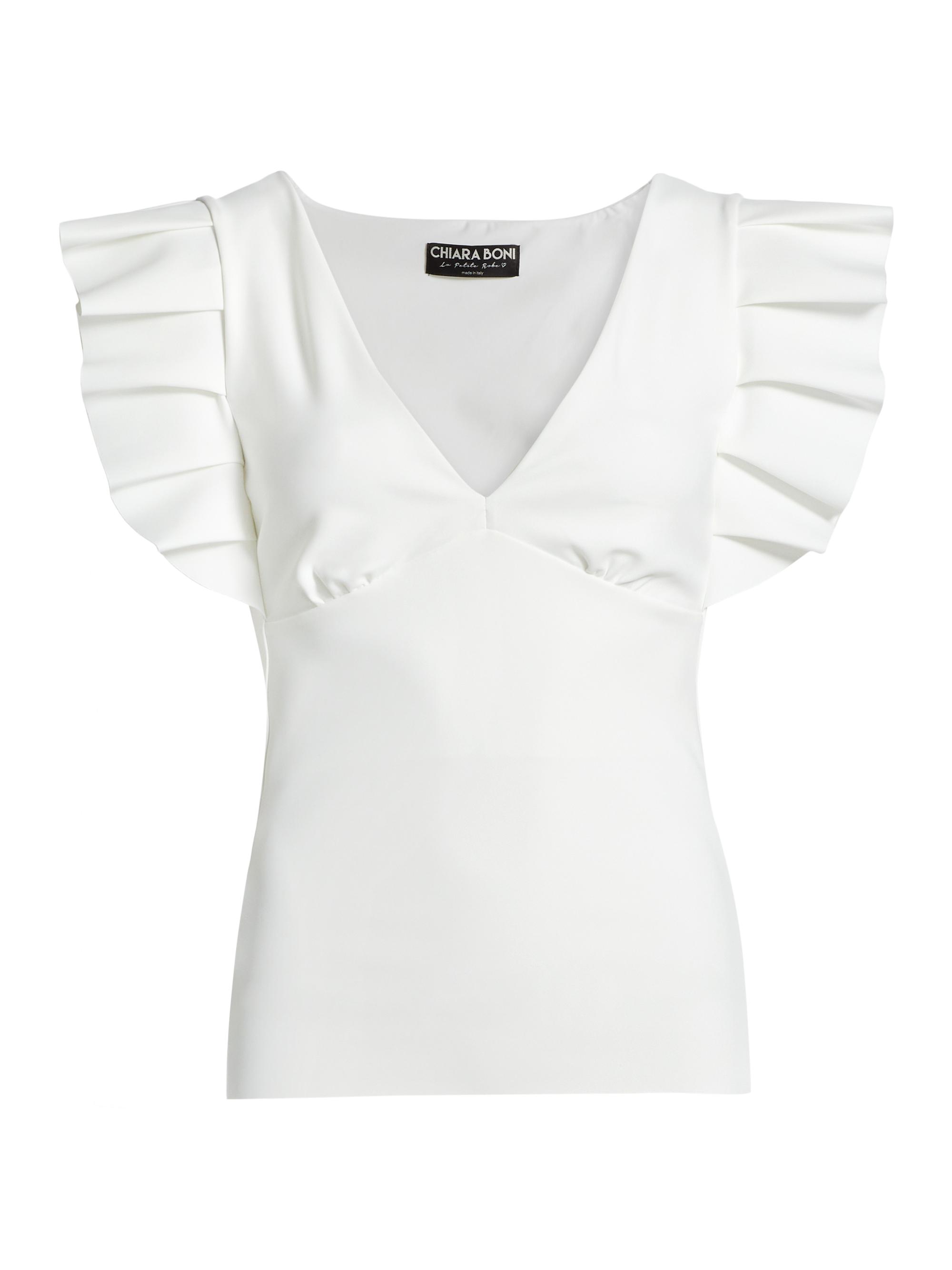 Chiara Boni La Petite Robe Women's Buncho Ruffle-Sleeve Top - White