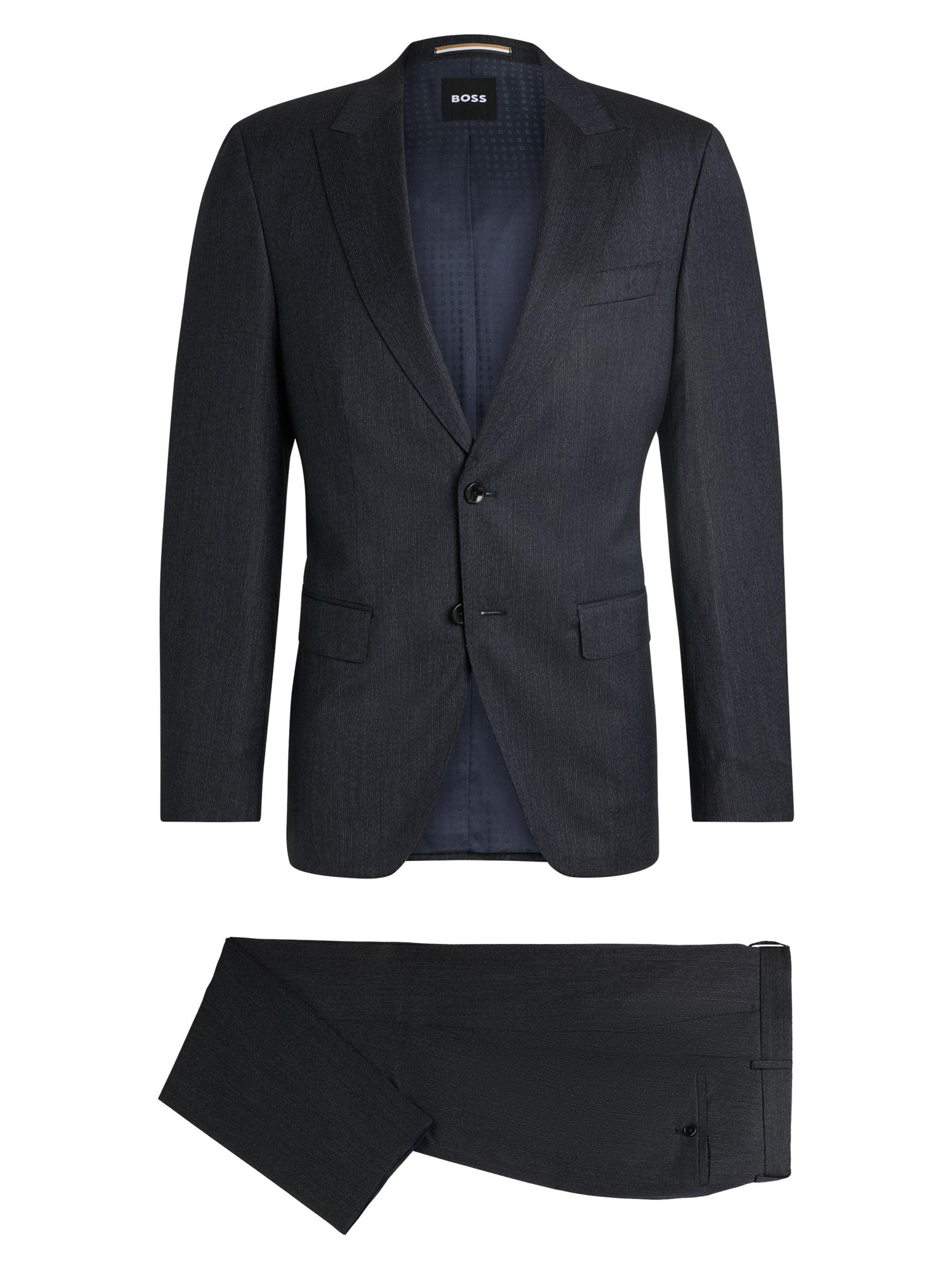 BOSS Men's Slim-Fit Suit in Micro-Patterned Wool - Dark Blue