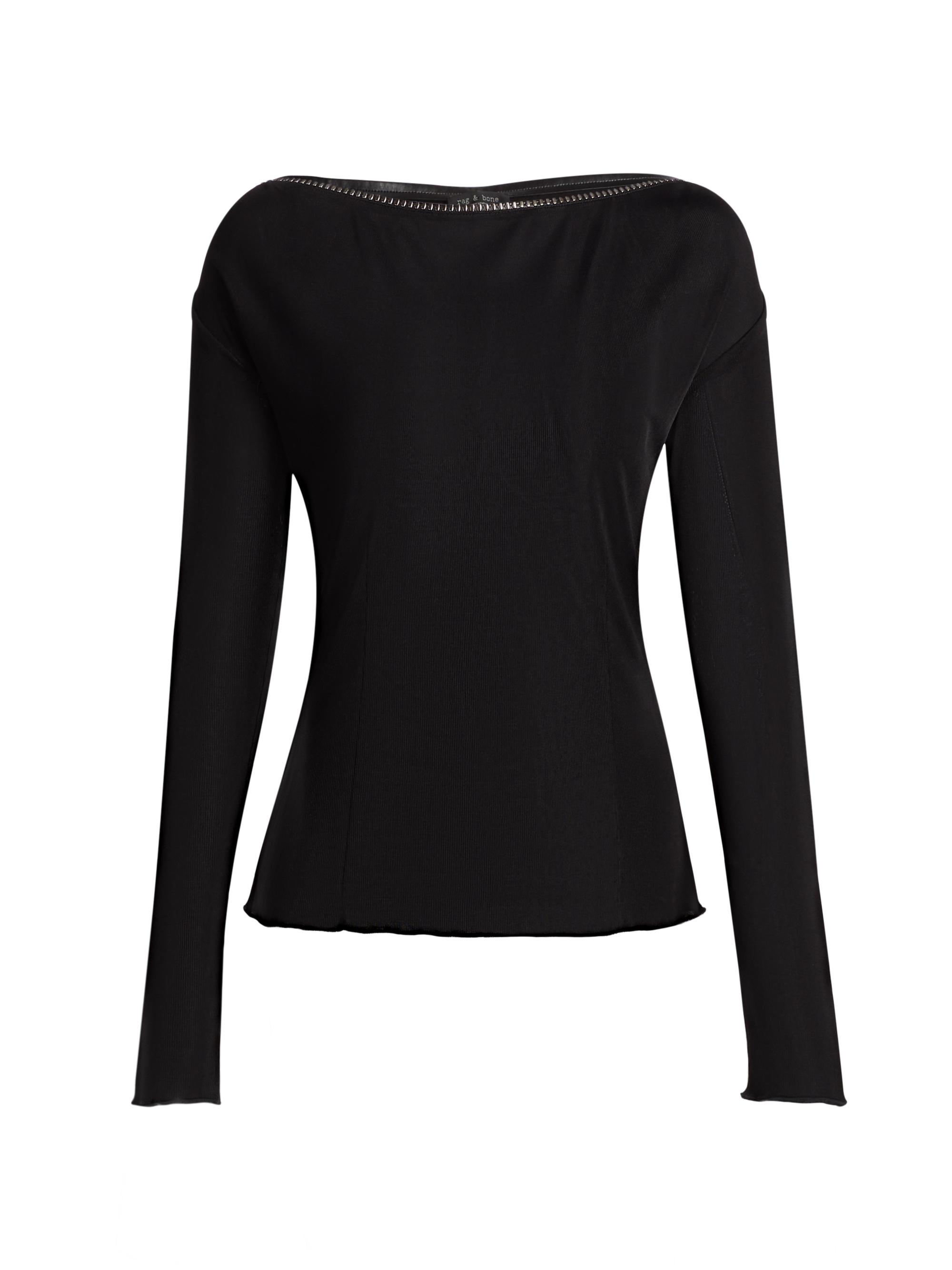 rag & bone Women's Gwenyth Embellished Jersey Top - Black