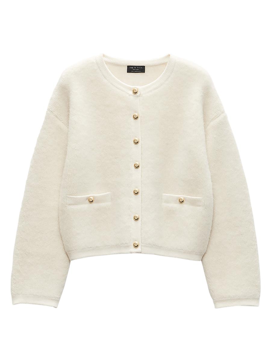 【BAON】[unisex] Hugen Summer Boucle Round Knit Cardigan rag & bone Kaia Boucle Crewneck Cardigan | Saks Fifth Avenue