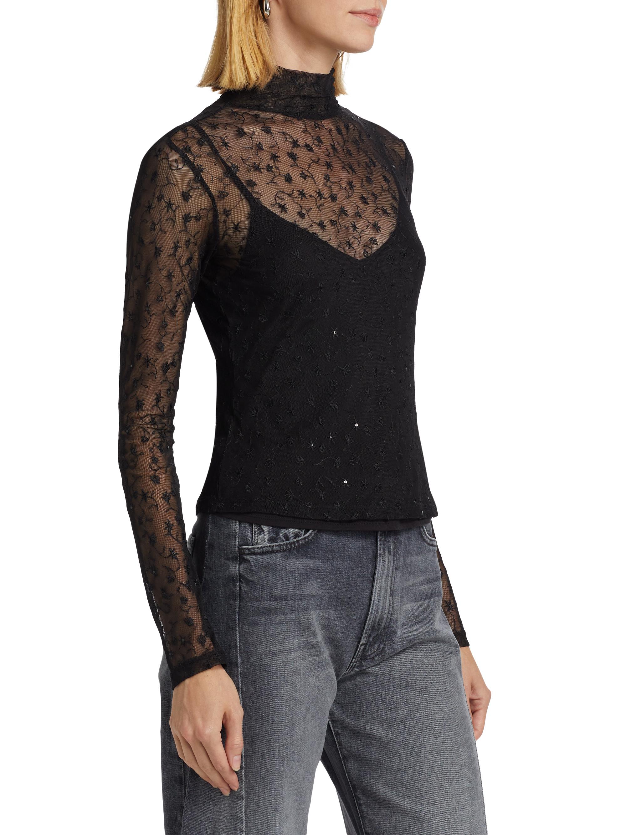 rag & bone Dahlia Lace Turtleneck Top | Saks Fifth Avenue