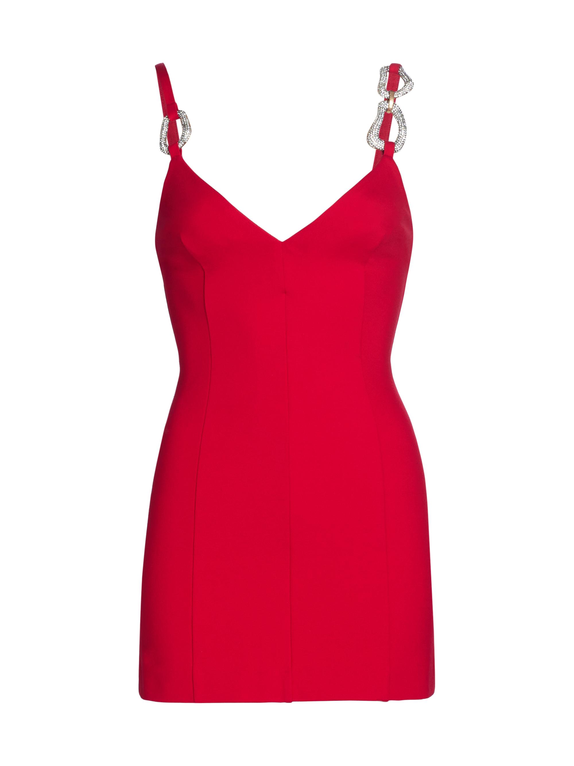 Area Women's Crystal Link Sleeveless Minidress - Carmine