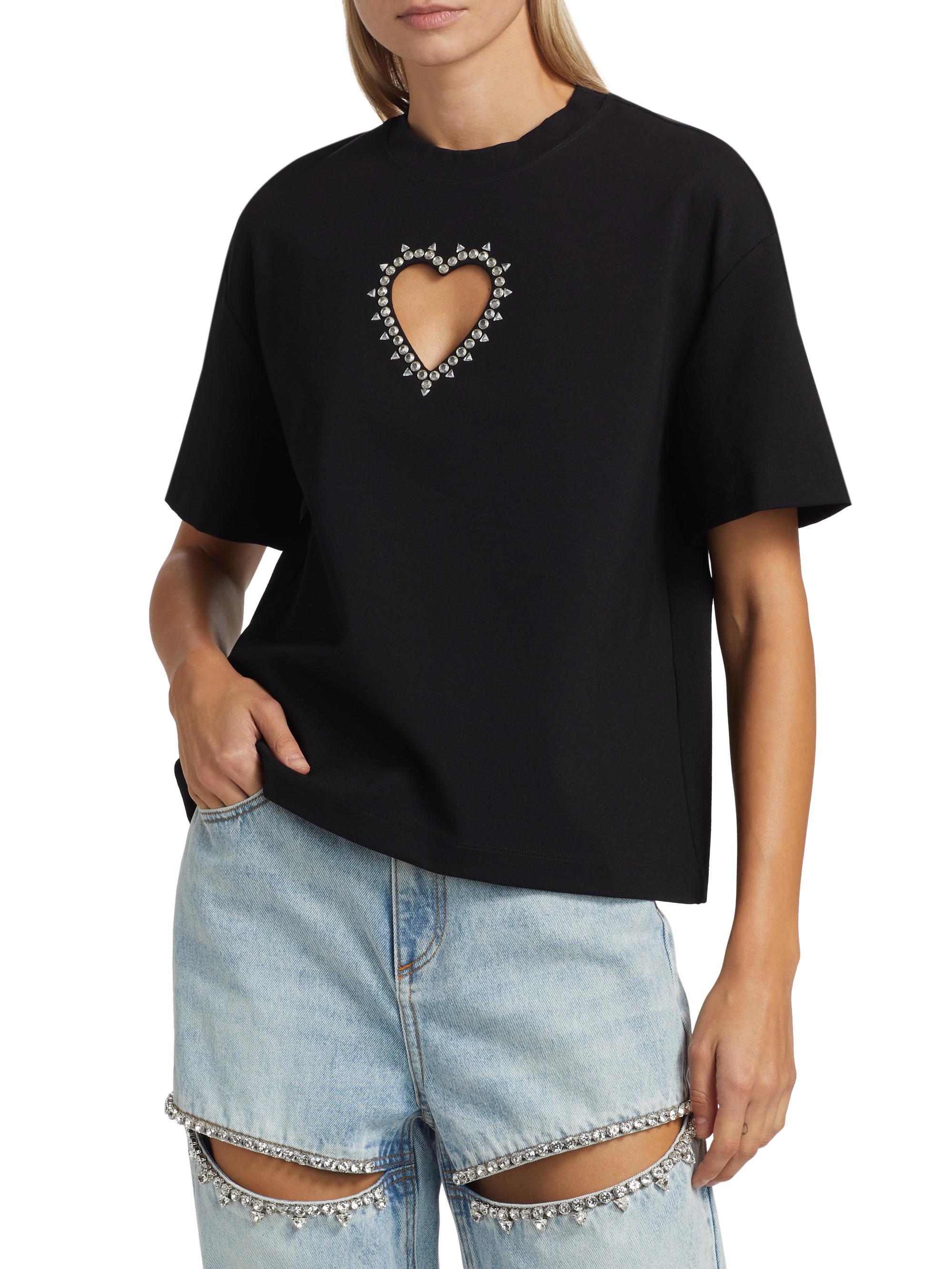 Area Crystal Heart Cut-Out T-Shirt | Saks Fifth Avenue
