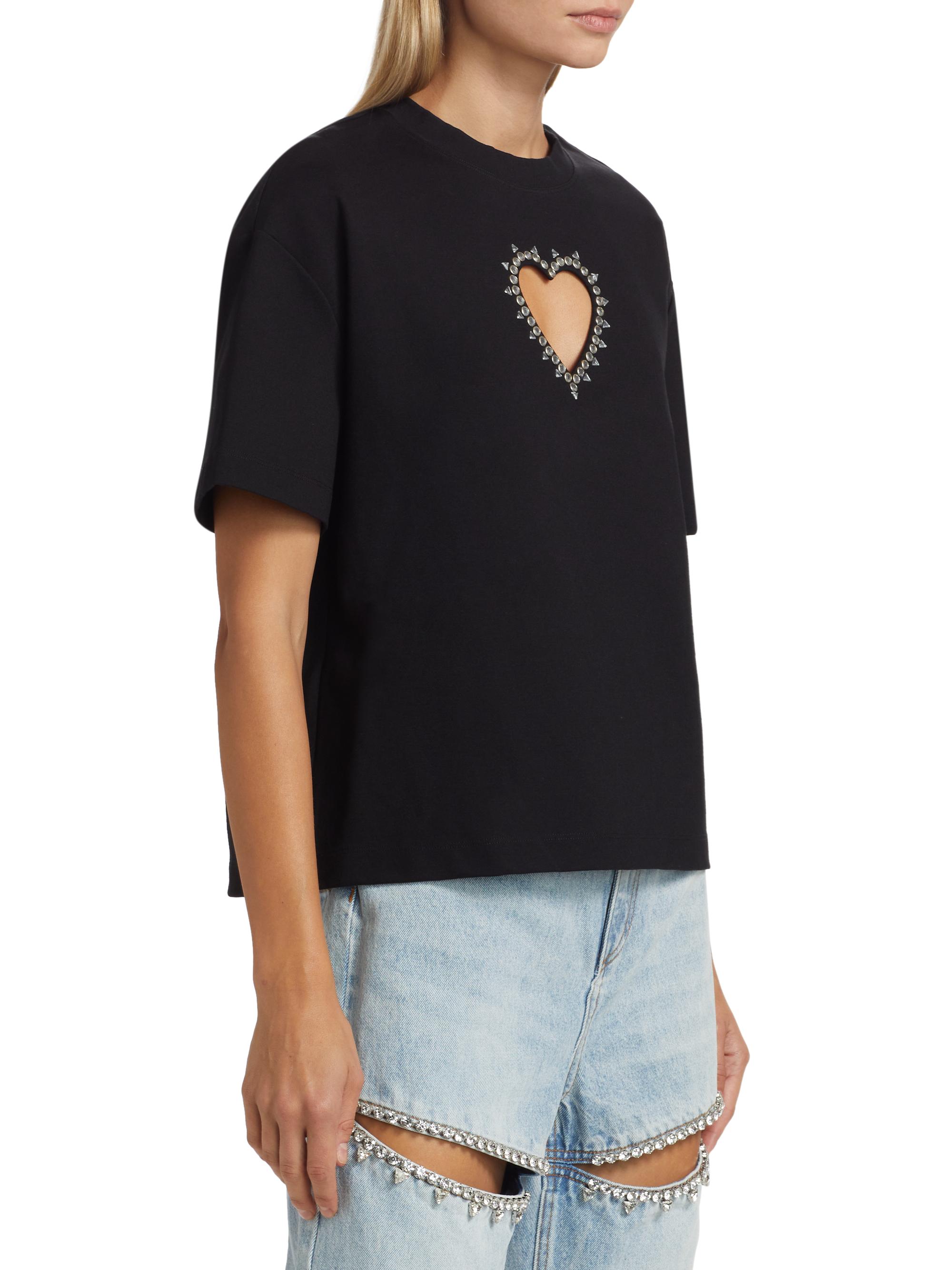 Area Crystal Heart Cut-Out T-Shirt | Saks Fifth Avenue
