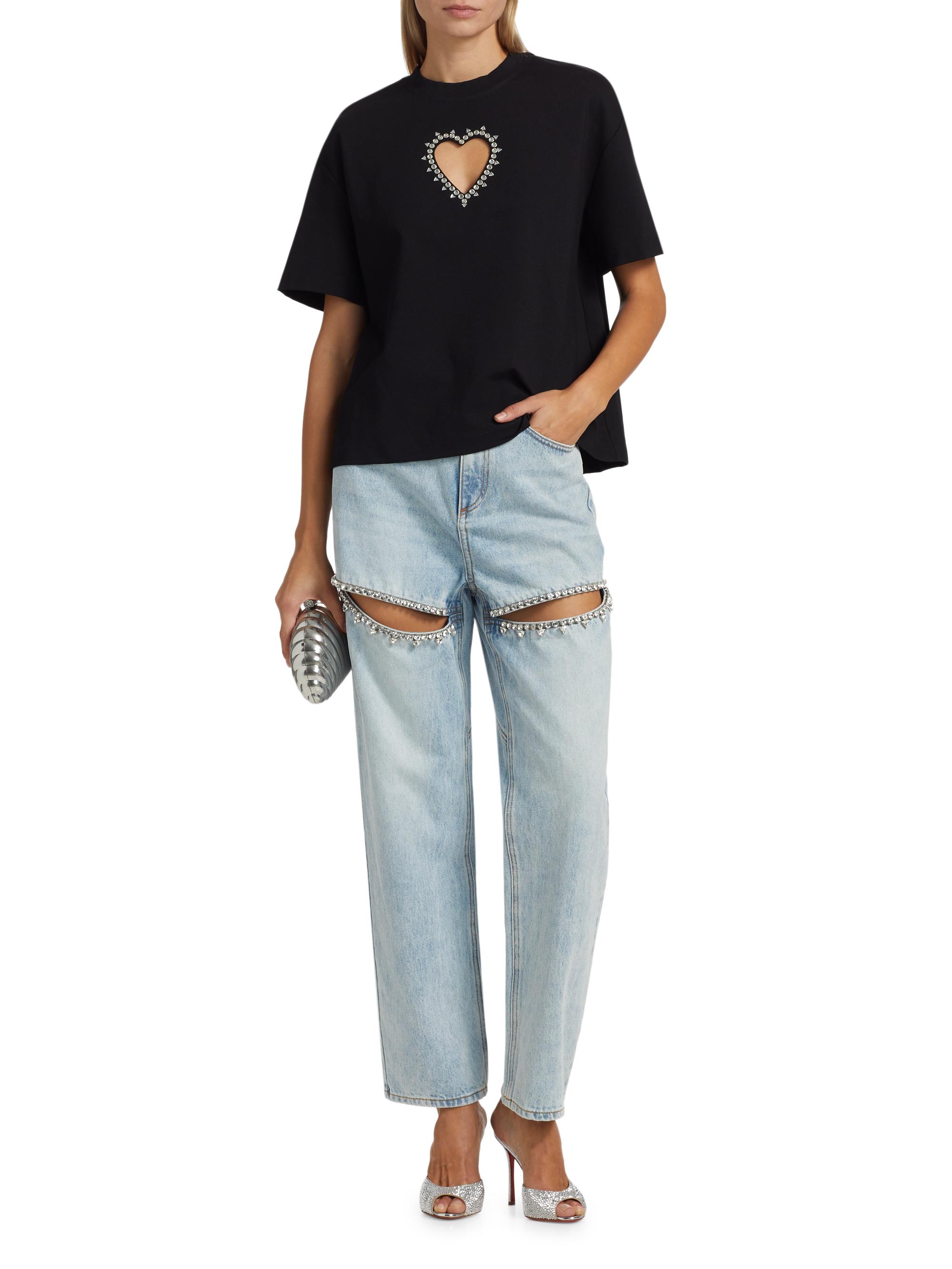 Area Crystal Heart Cut-Out T-Shirt | Saks Fifth Avenue
